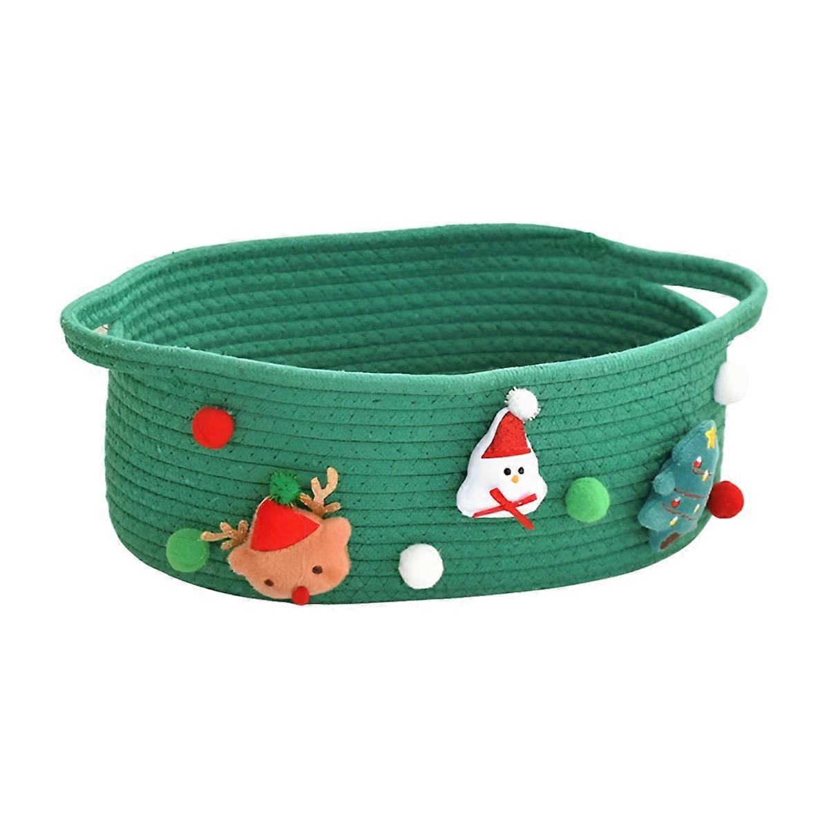 Gift Baskets Cotton Rope Baskets Storage Toy Snack Baskets Green