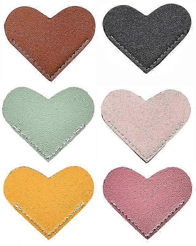 Leather Heart Bookmarks, Cute Corner Page Bookmarks for Kids, Handmade, Durable Material, Assorted Colors