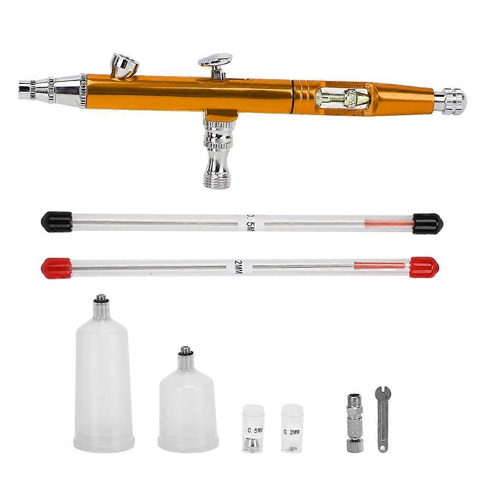 Mini Airbrush Paint Gun 0.3mm External Tail Adjustment DIY Spray Tool 20cc/40cc Gold