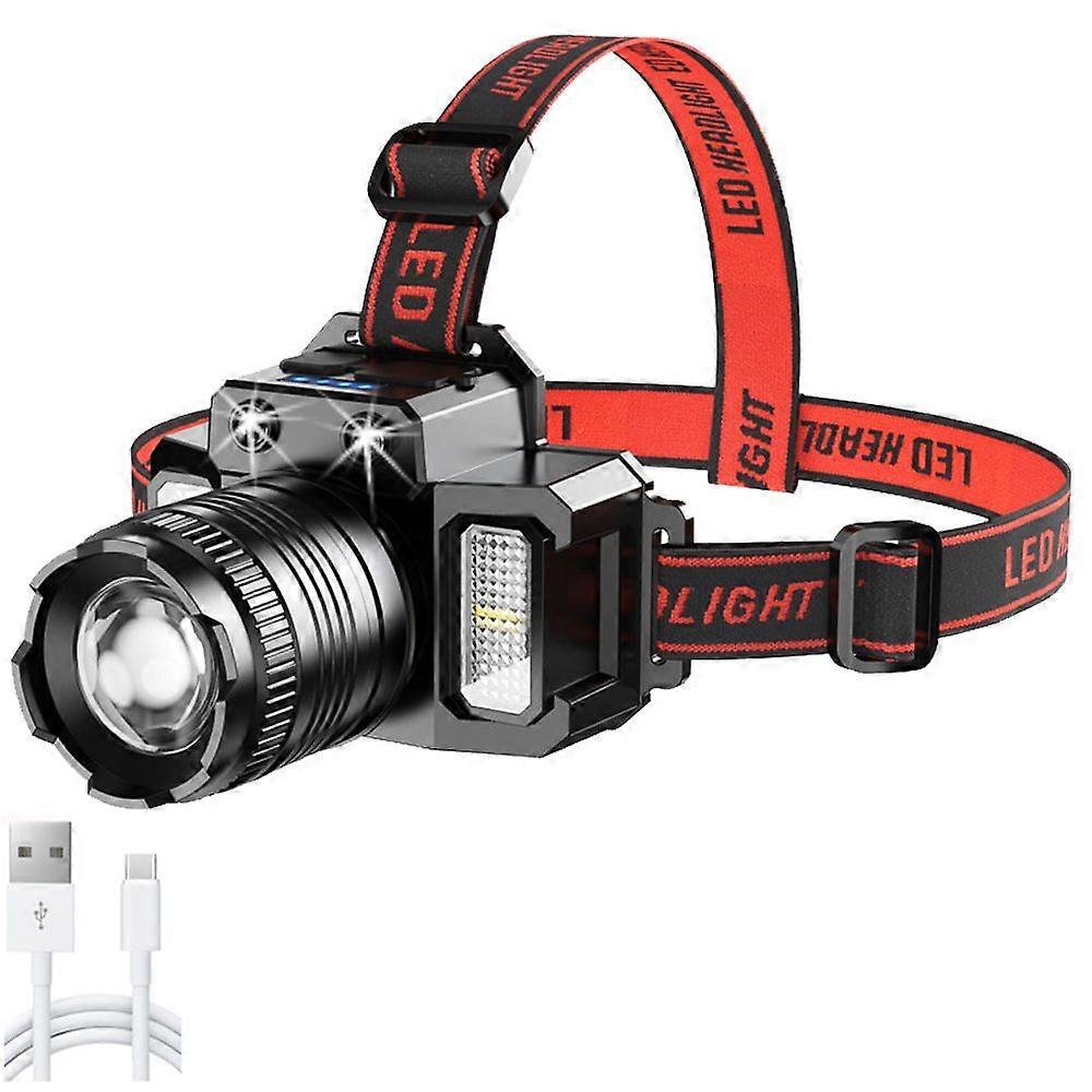 T51 Headlight with Anti-Optical Multi-Mode LED Induction Camera Car Charger Flashlight Torch High Power Light for Camping Work Fishing Hunting