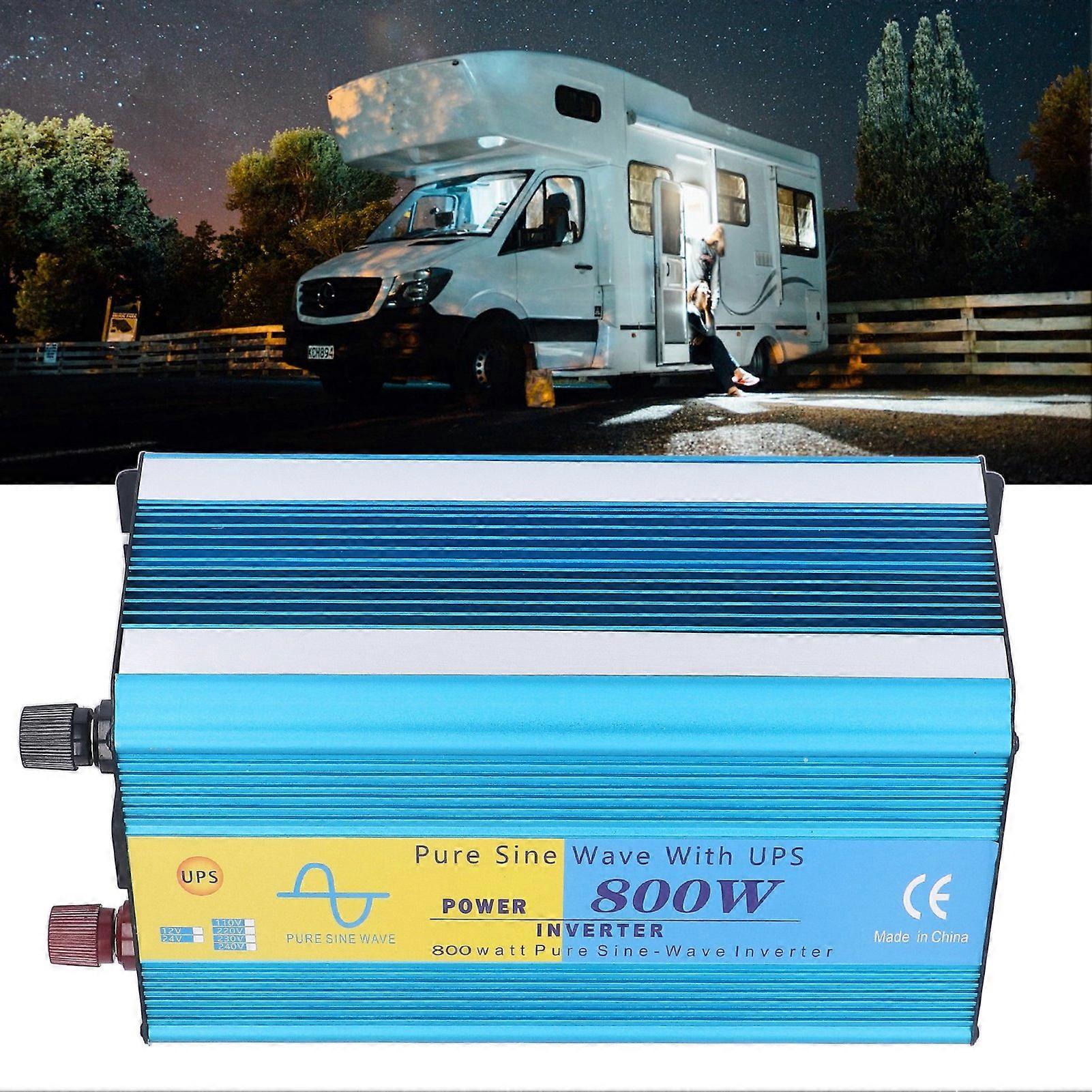 800W Pure Sine Wave Inverter with LCD, 5V 2.1A USB, DC12V to AC230V
