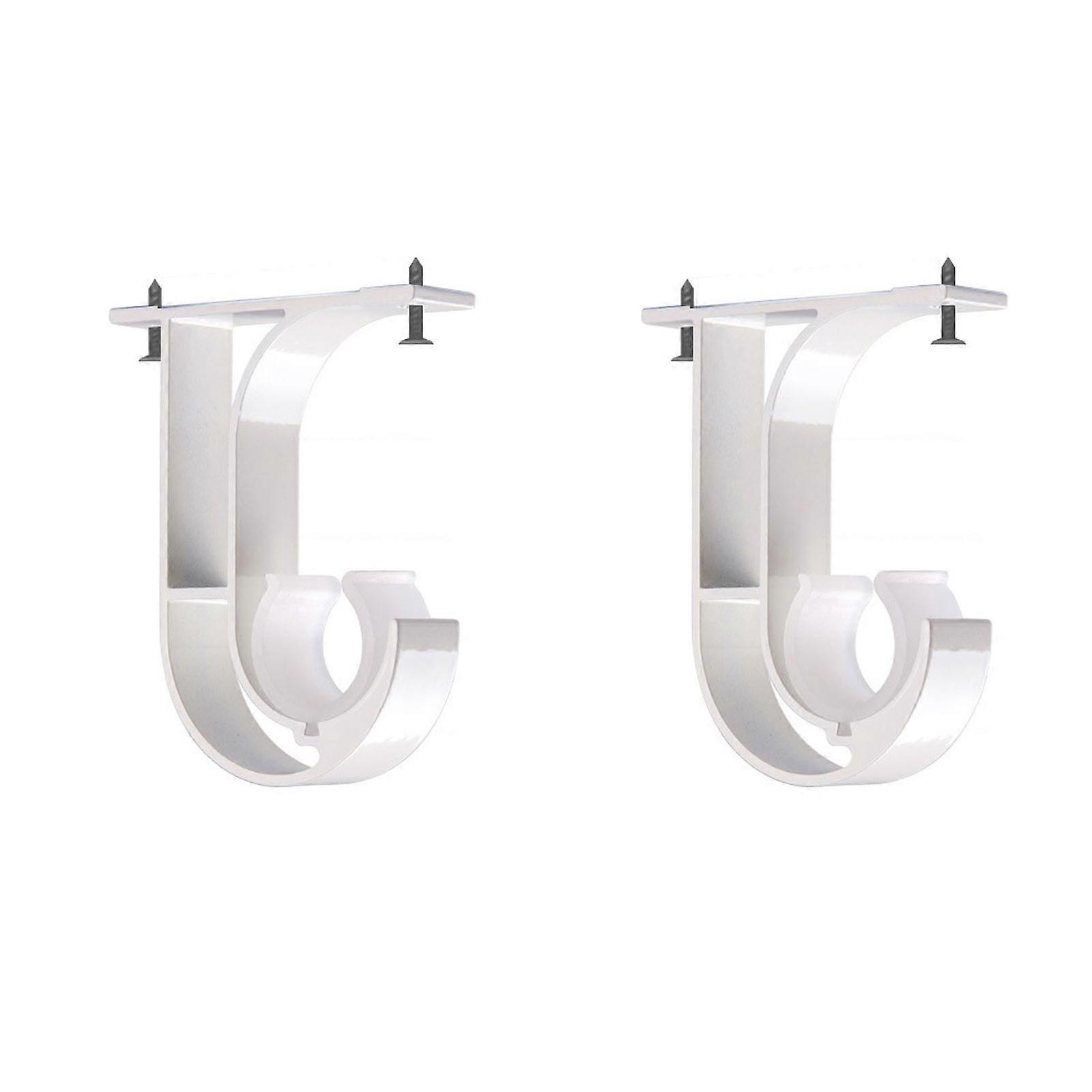 2pcs Window Drapery Ceiling Hanging Holder Wall Curtain Rod Bracket Set  White