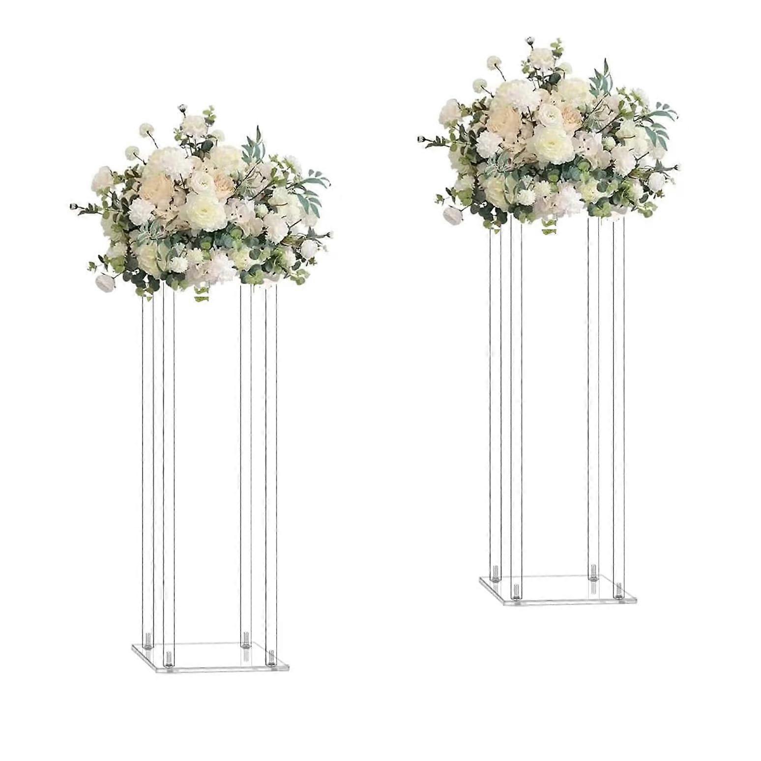 2 Pack Clear Acrylic Flower Stand for Event Party 28'' Tall 8'' Dia.