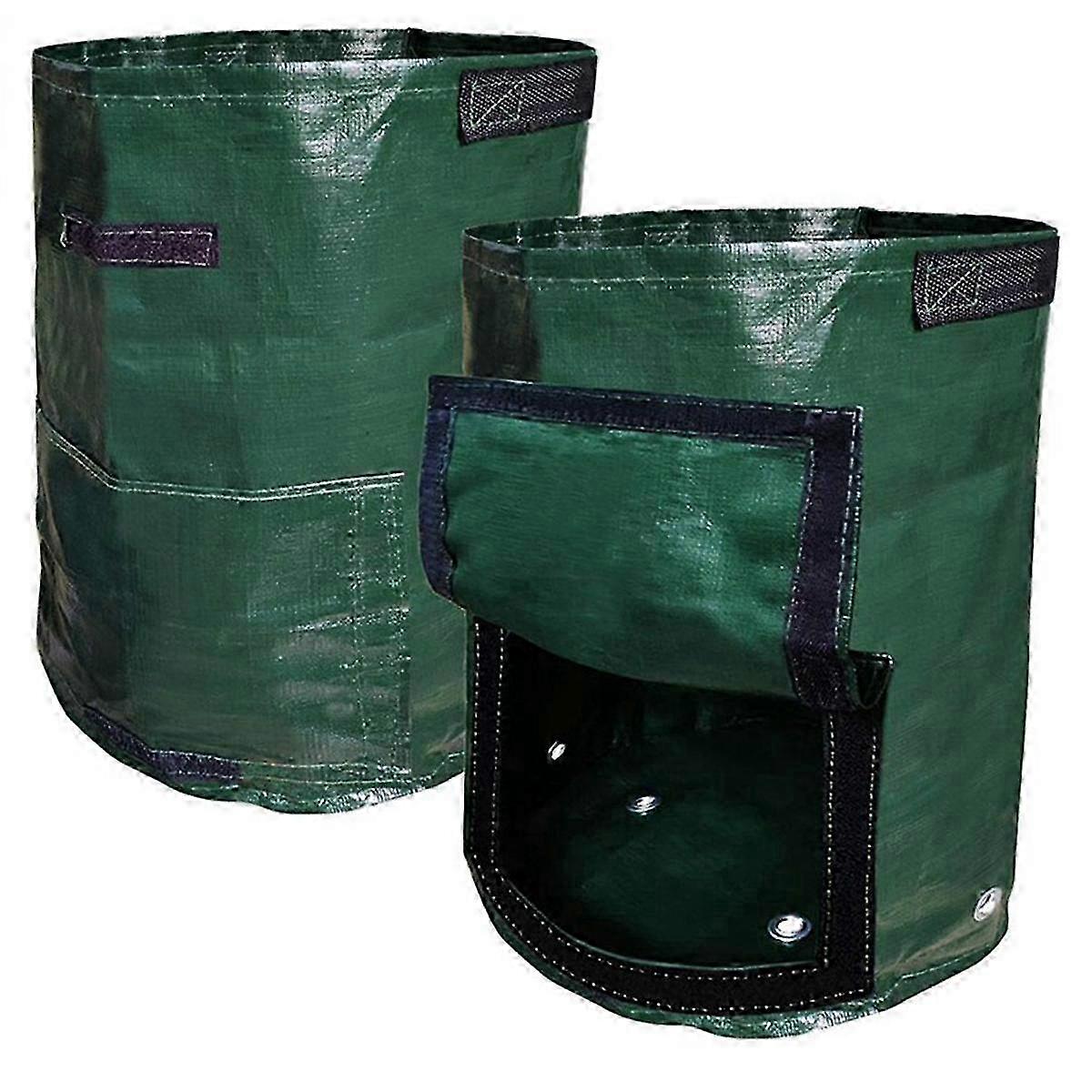 2PC Garden Potato Grow Bag, Thickened PE Fabric Planter Tub with Handles and Access Flap for Vegetables