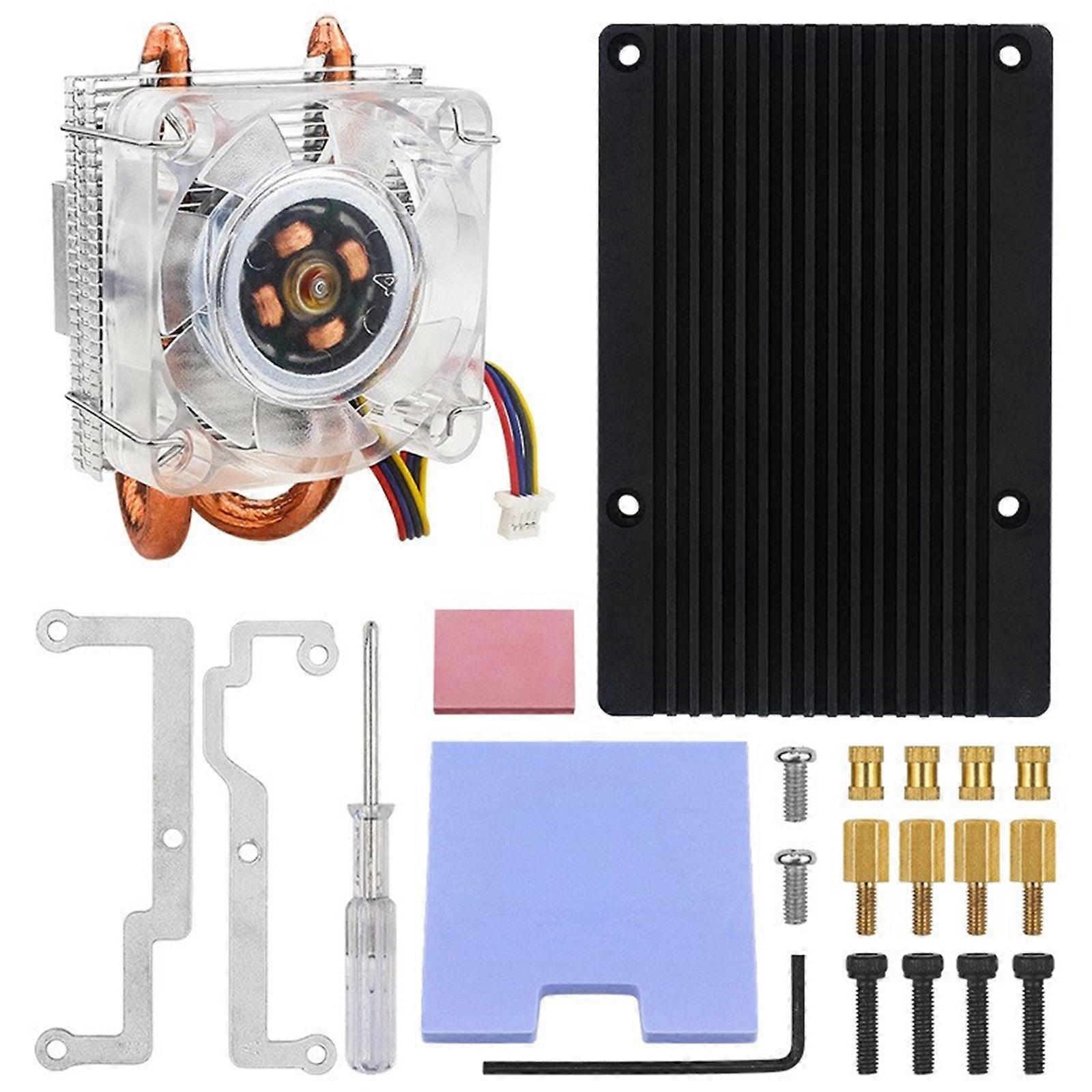 Active Cooling Fan For RPi 5B , Aluminum Ice Tower Heatsink Fan with Multicolor Lighting for RPi 5
