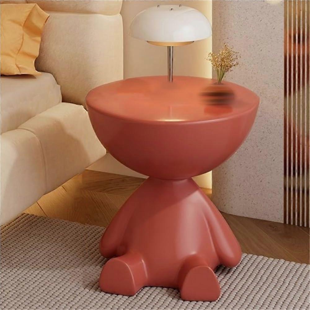 Round Side Table with Hidden Storage, Cute Sofa End Table, Versatile Nightstand, Accent Table for Living Room, Bedroom, Entryway, Hallway(Red)
