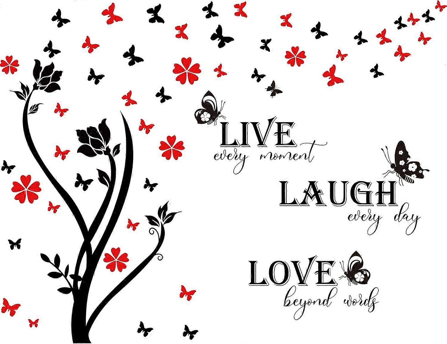 3D Black Flower Vine and Butterfly Wall Decal