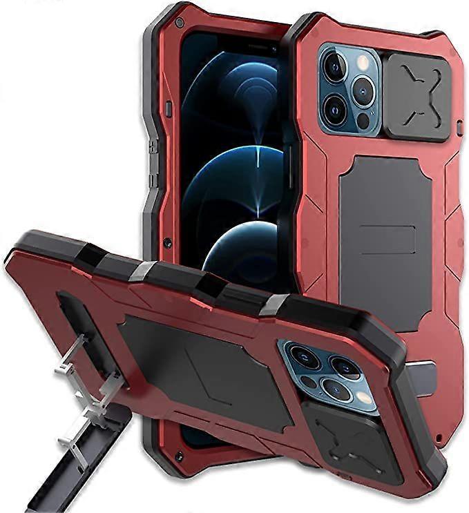 Compatible with iPhone 13 Pro Waterproof Metal Case,Built in Screen Protector Heavy Duty Rugged Military Cover Kickstand Full Body Camera Lens Protec