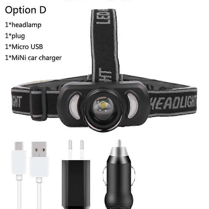 Z50 Powerful Headlamp, Usb Rechargeable, White And Red Light, With Built In Battery, Waterproof