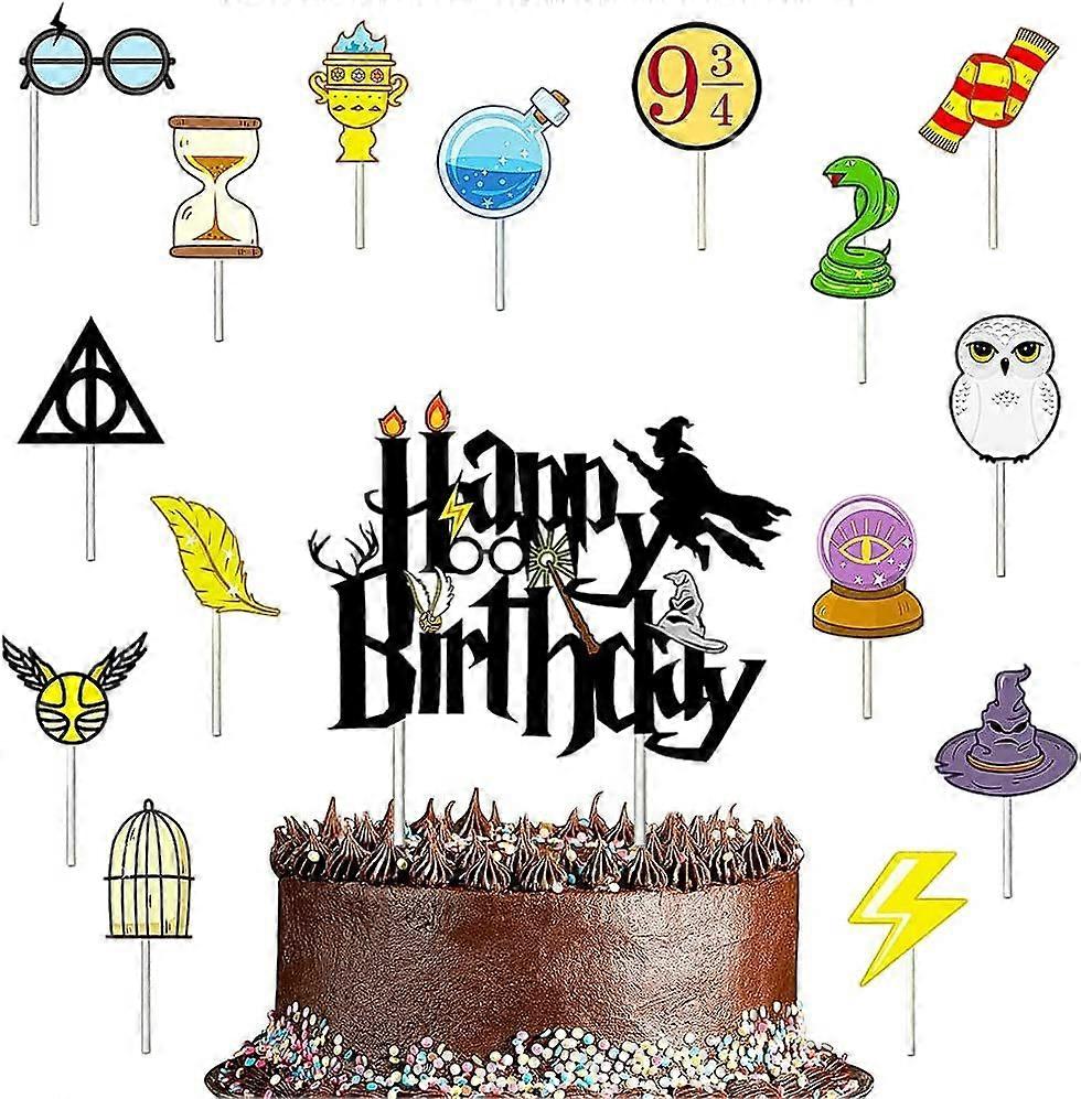 16-Pack Birthday Cake Decorating Set Wizard Themed Cake Inserts Dessert Decorating (santanxing)