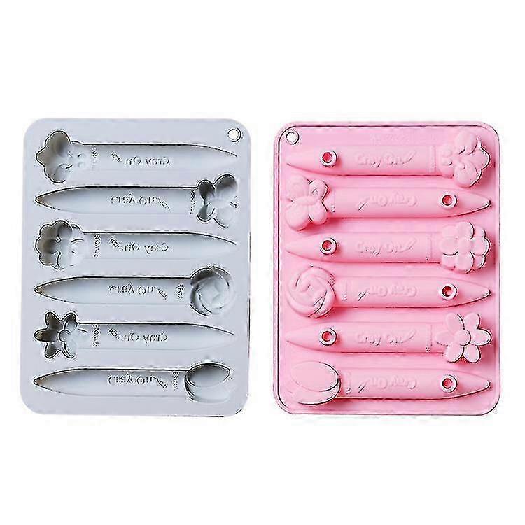 Oven-Proof Durable and Reusable 3D Crayon Silicone Molds in Blue and Pink Pack of 2