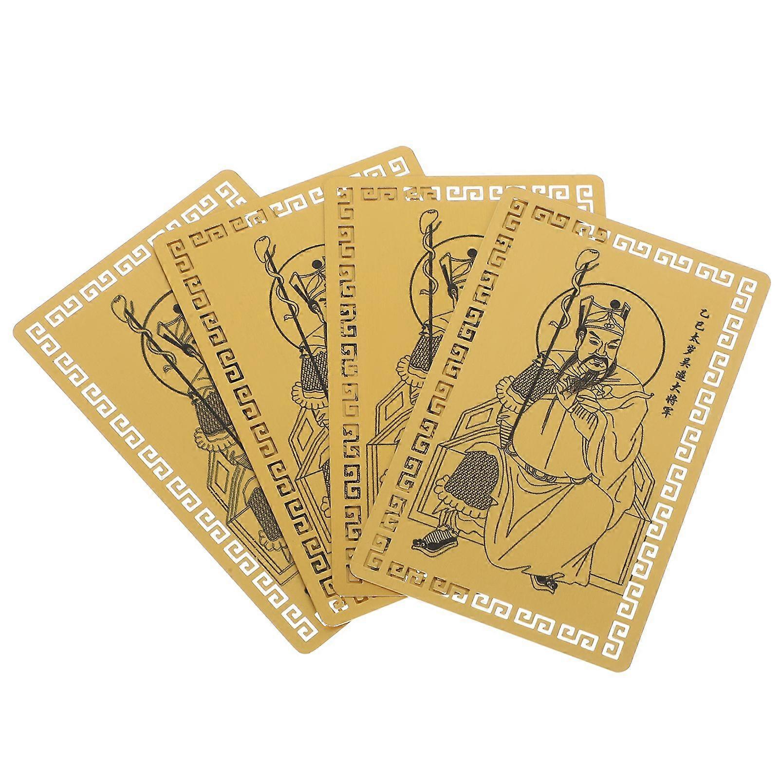 4pcs 2025 Έτος του φιδιού Tai Sui Gold Card Κάρτες φυλαχτών προστασίας κράματος αλουμινίου Κινεζικές ευοίωνες κάρτες για καλή τύχη, πλούτο, επιτυχία
