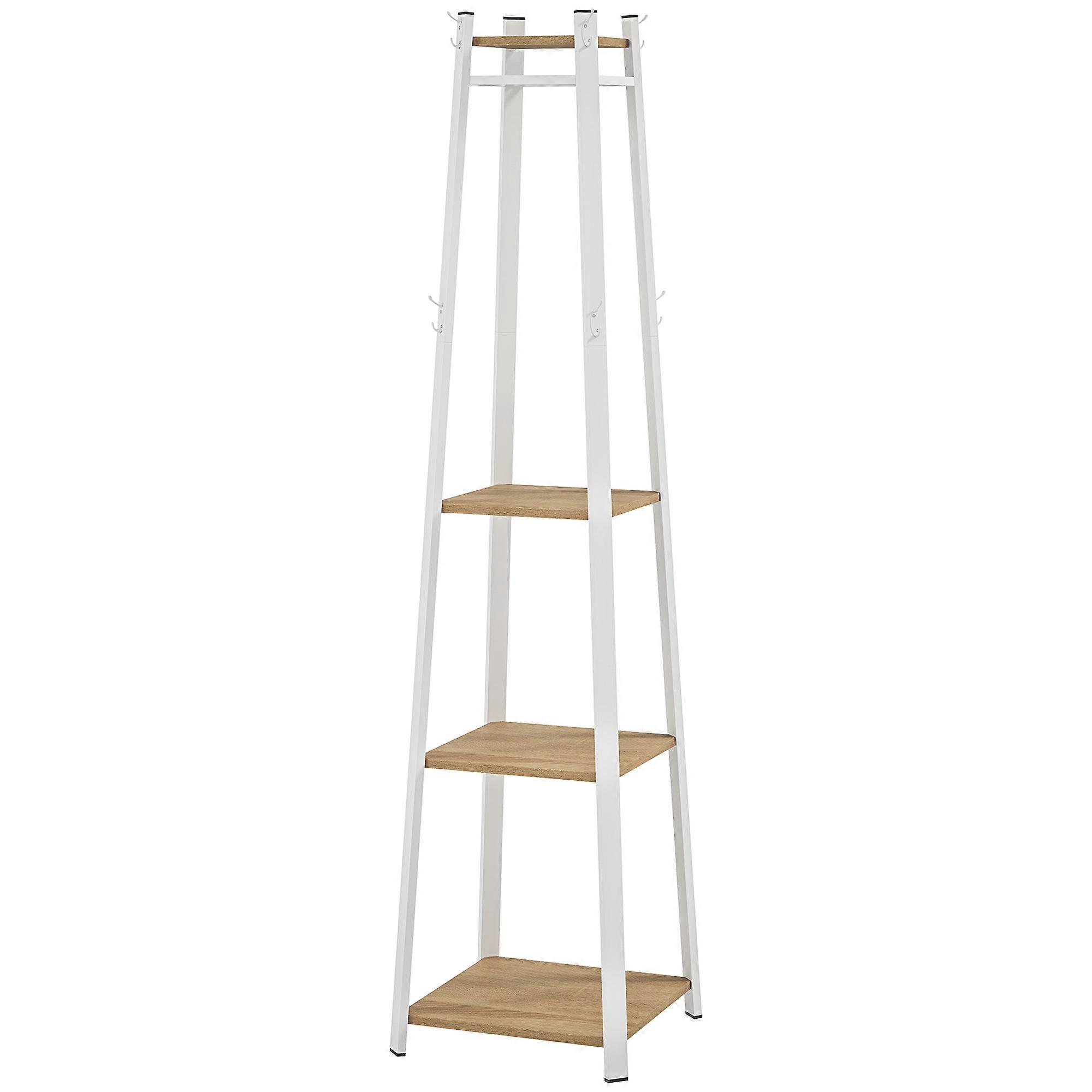 Coat rack, coat rack with 8 hooks, 4 levels, steel jacket rack for clothes, hats, entrance, hallway, 34