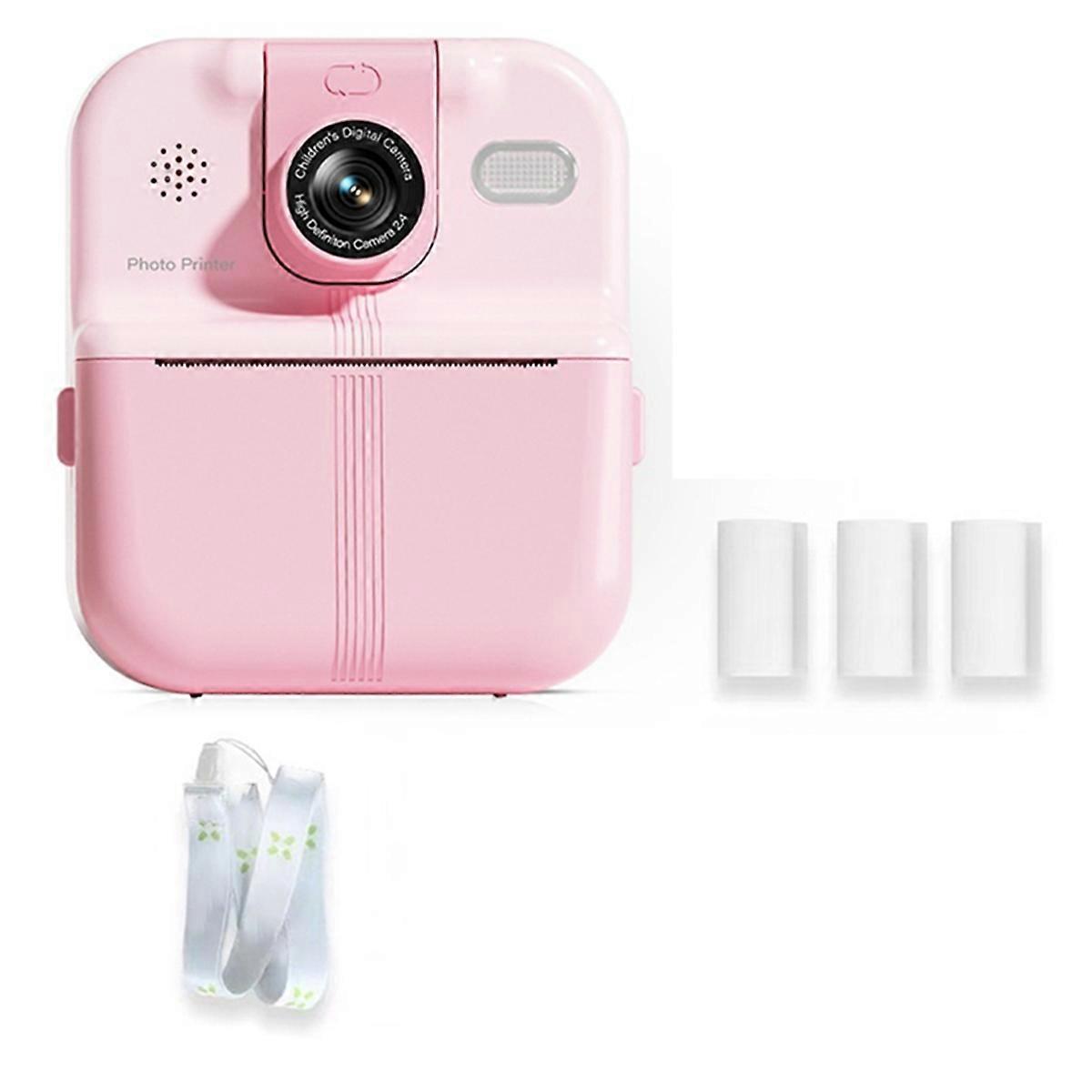 Kids Camera Instant Print 1080P HD Children Digital Camera for Boy Girl Toy Thermal Print Small Camcorder 64G Pink
