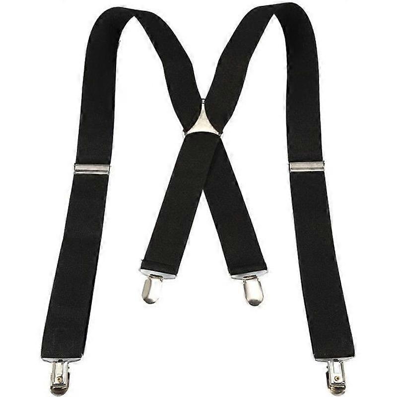 Elastic suspenders 35 cm - DUO - Adjustable 4 clips - Men - Black