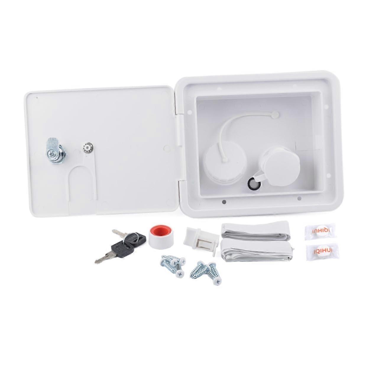 Integrated Rv Water Inlet Case Gravity Fill Lock Plastic White for Camper Parts