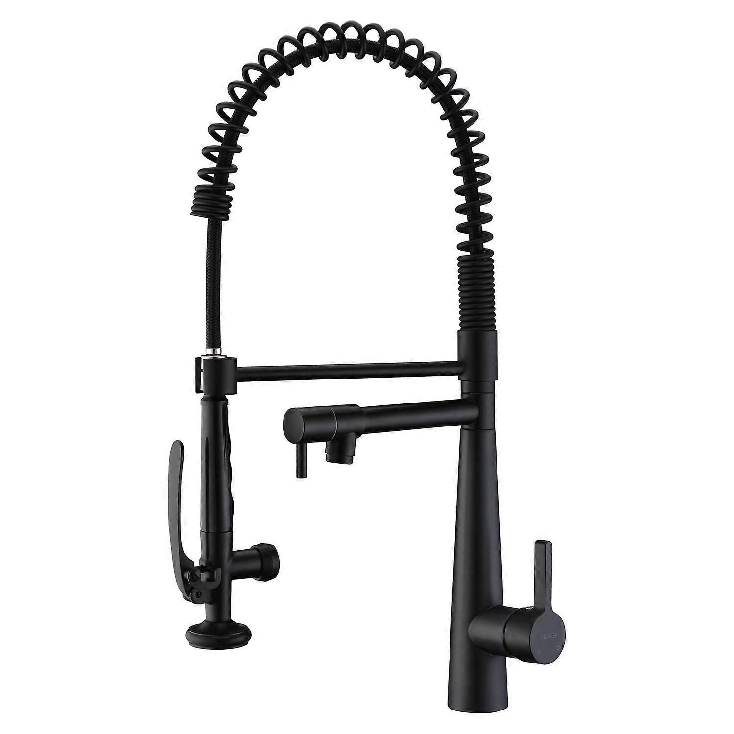 Kitchen Faucet, Solid Brass Matte Black Kitchen Faucet, Spring Pre - Re