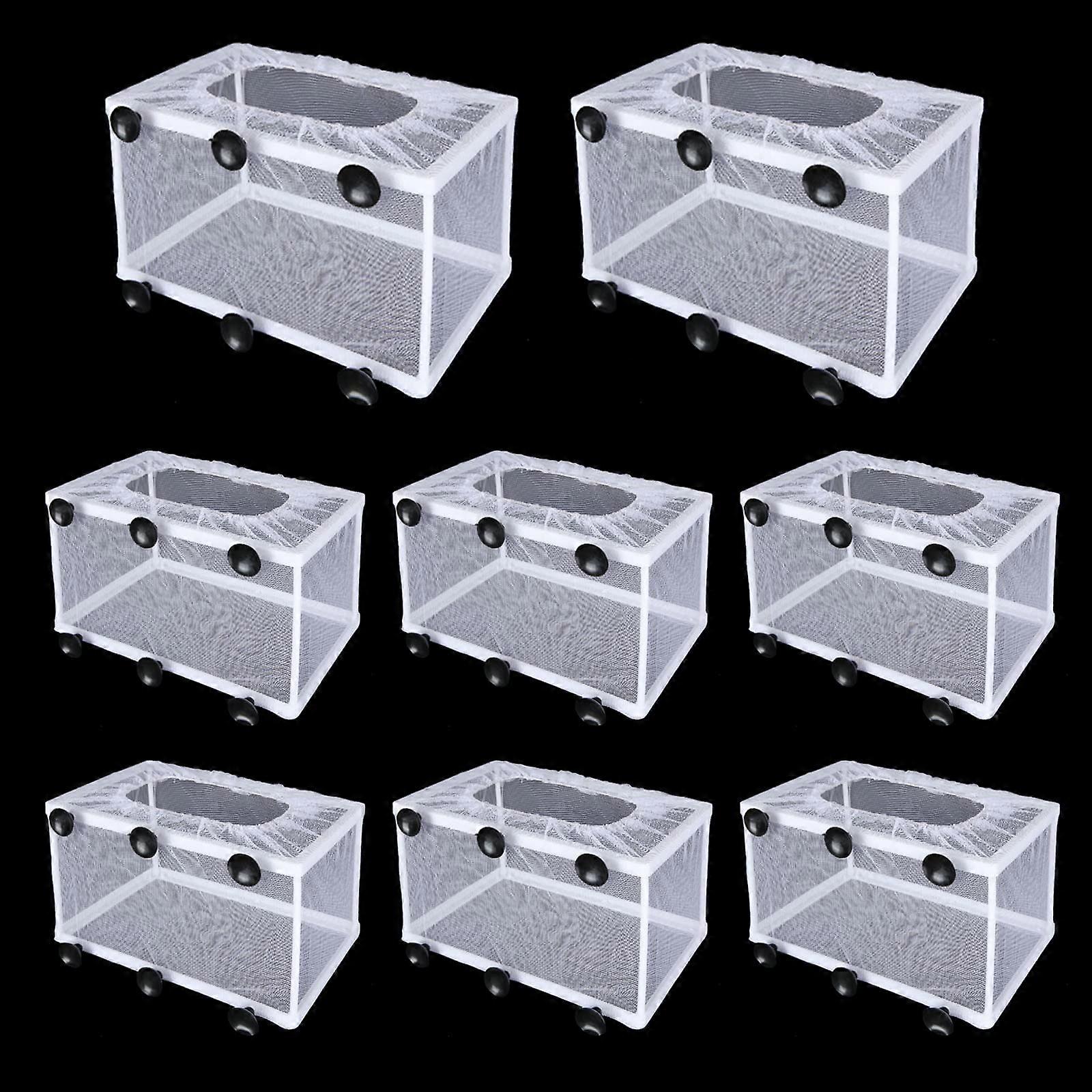 8PCS 10.24 x 5.9 x 5.9 Inch Net Fish Breeder Box for Fish Tank, Nylon Mesh Aquarium Isolation