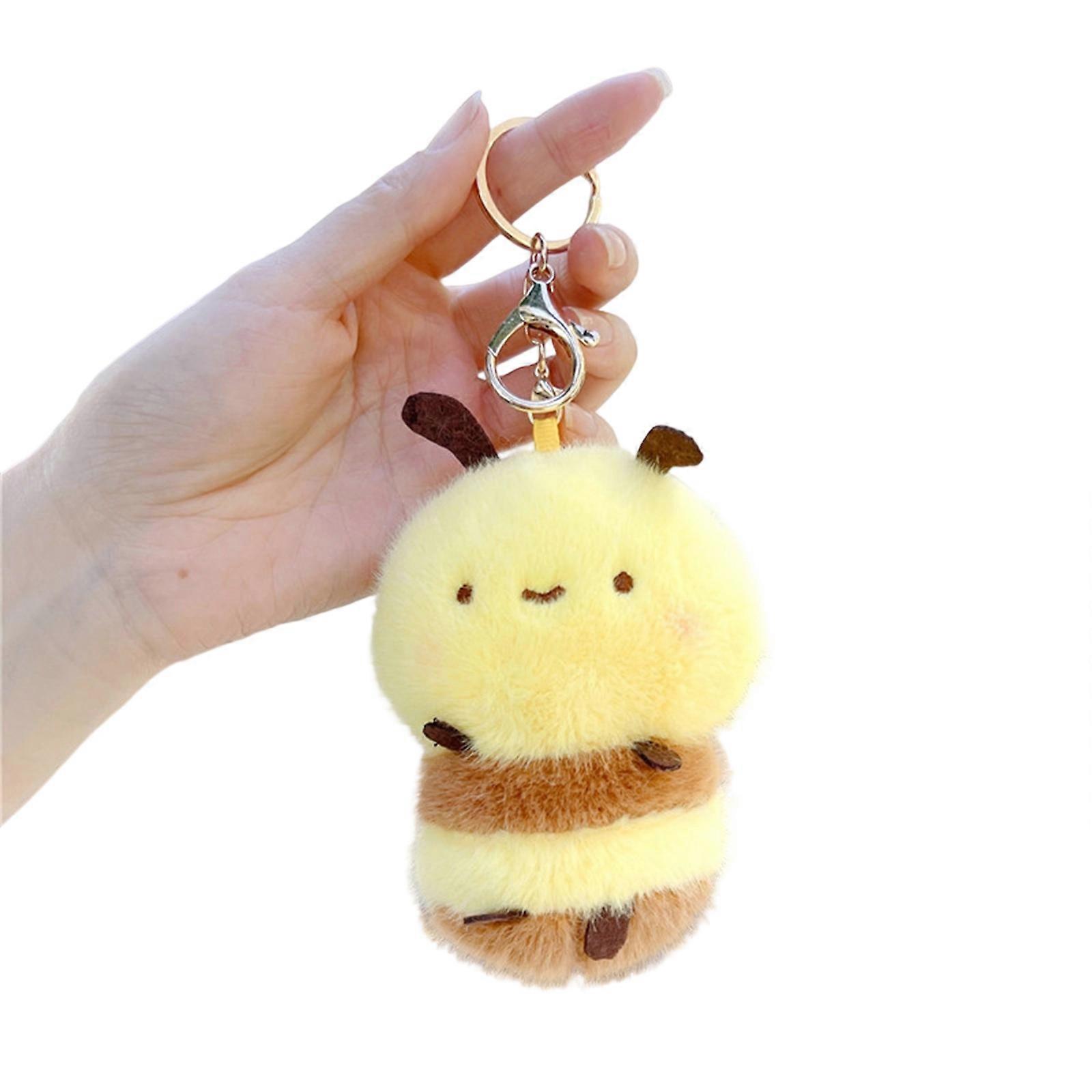 Multifunctional Honeybee Plush Charm for Keys and Bags Stuffed Animal Pendant Keychain Creative Backpack Accessory