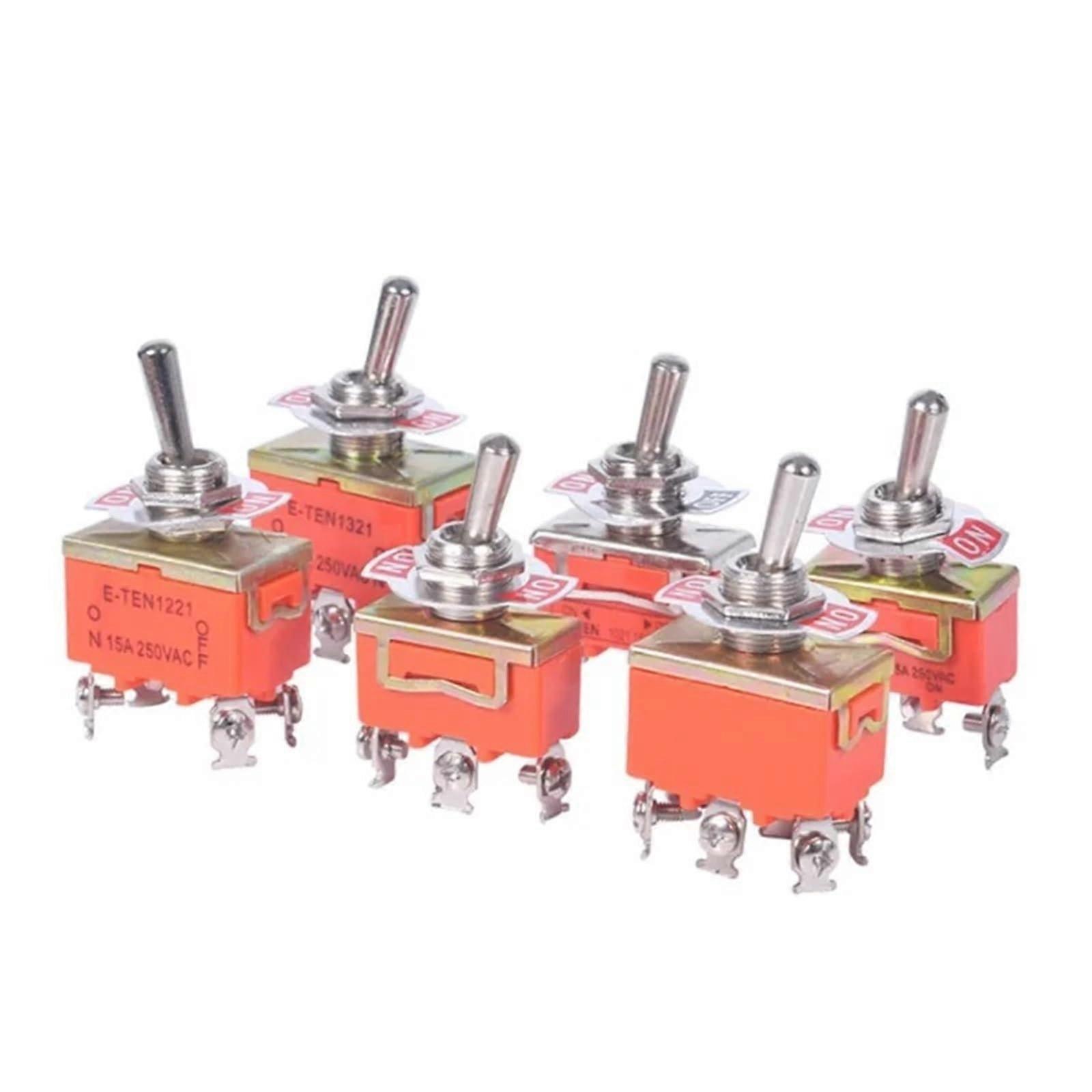 15A 250V SPST 2 4 6 Terminal ON Off Toggle Switch SelfLocking 1Pcs(ETEN1221)