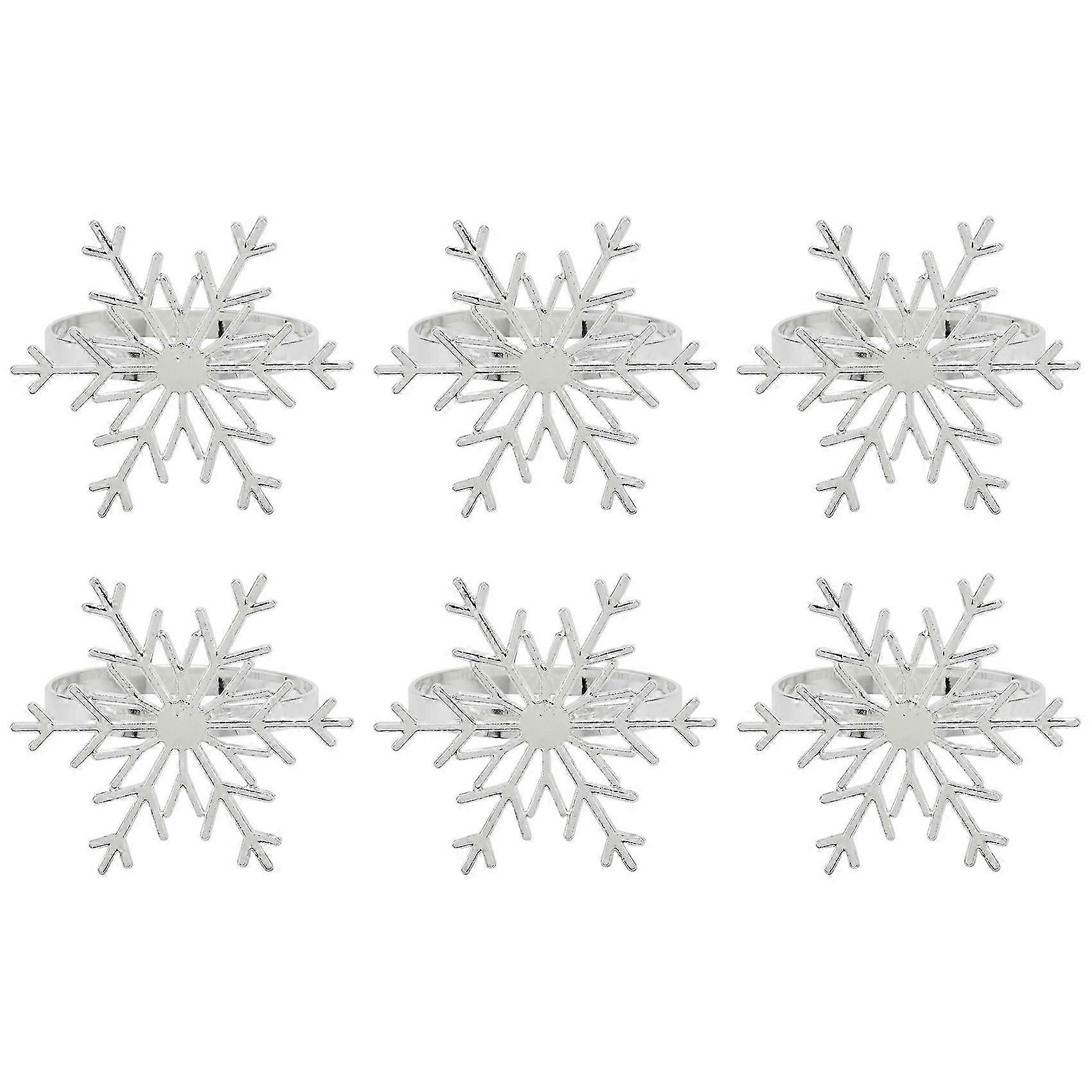 6 Pieces Snowflake Christmas Napkin Rings, Tableware Decor for Holiday Table Setting
