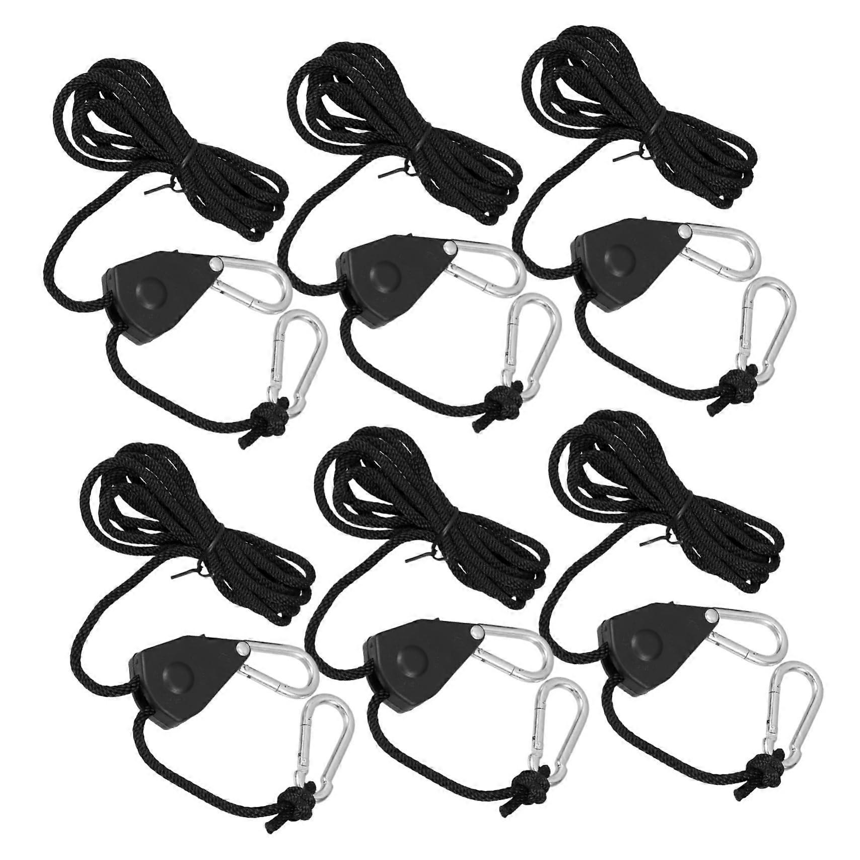 3 Piece Tent Rope Set with Metal Hooks Clips Adjustable Camping Tent Line Cord Durable Black Plastic Components