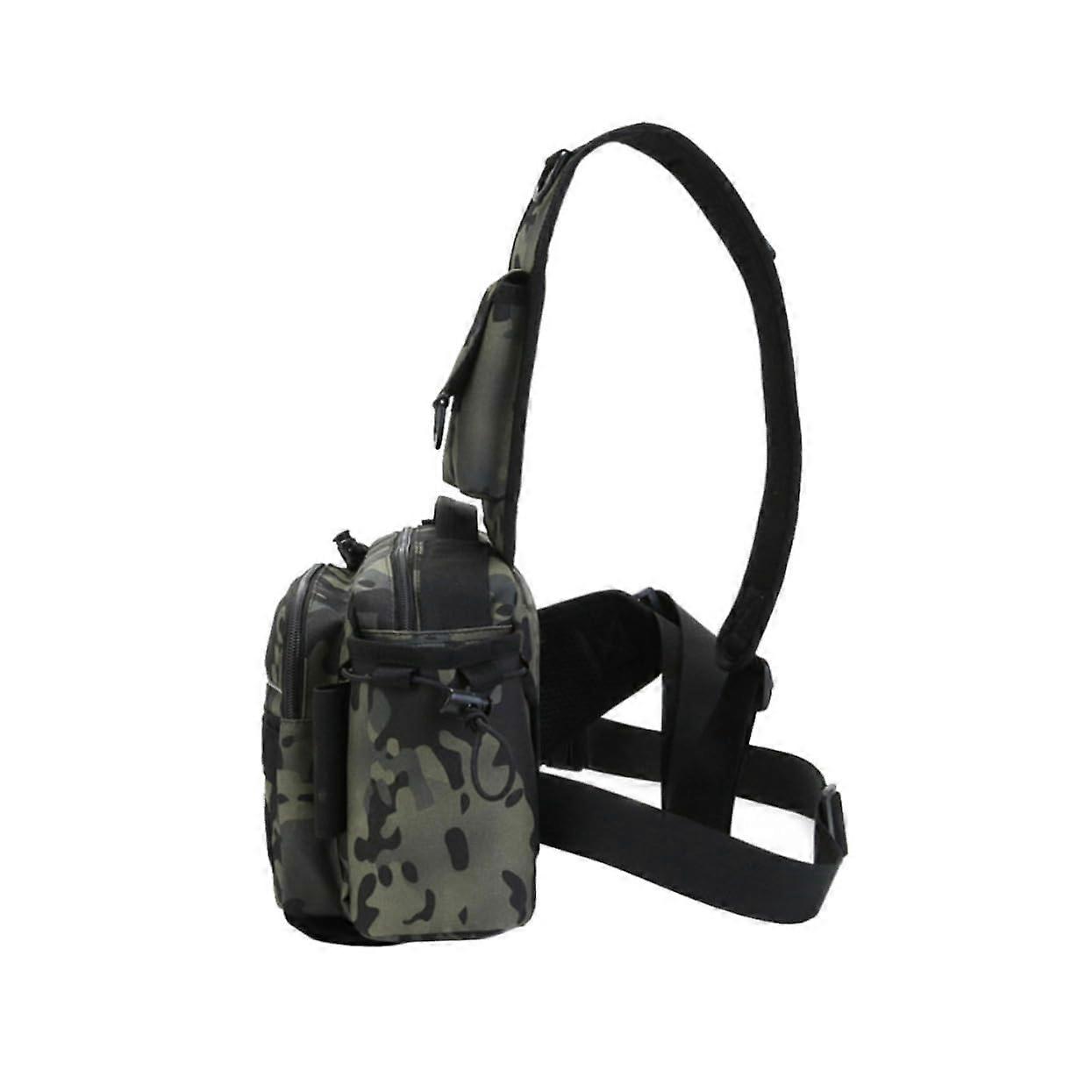 Multifunctional Fishing Bag with Camouflage Design, Adjustable Carry Strap, and Multiple Storage Compartments