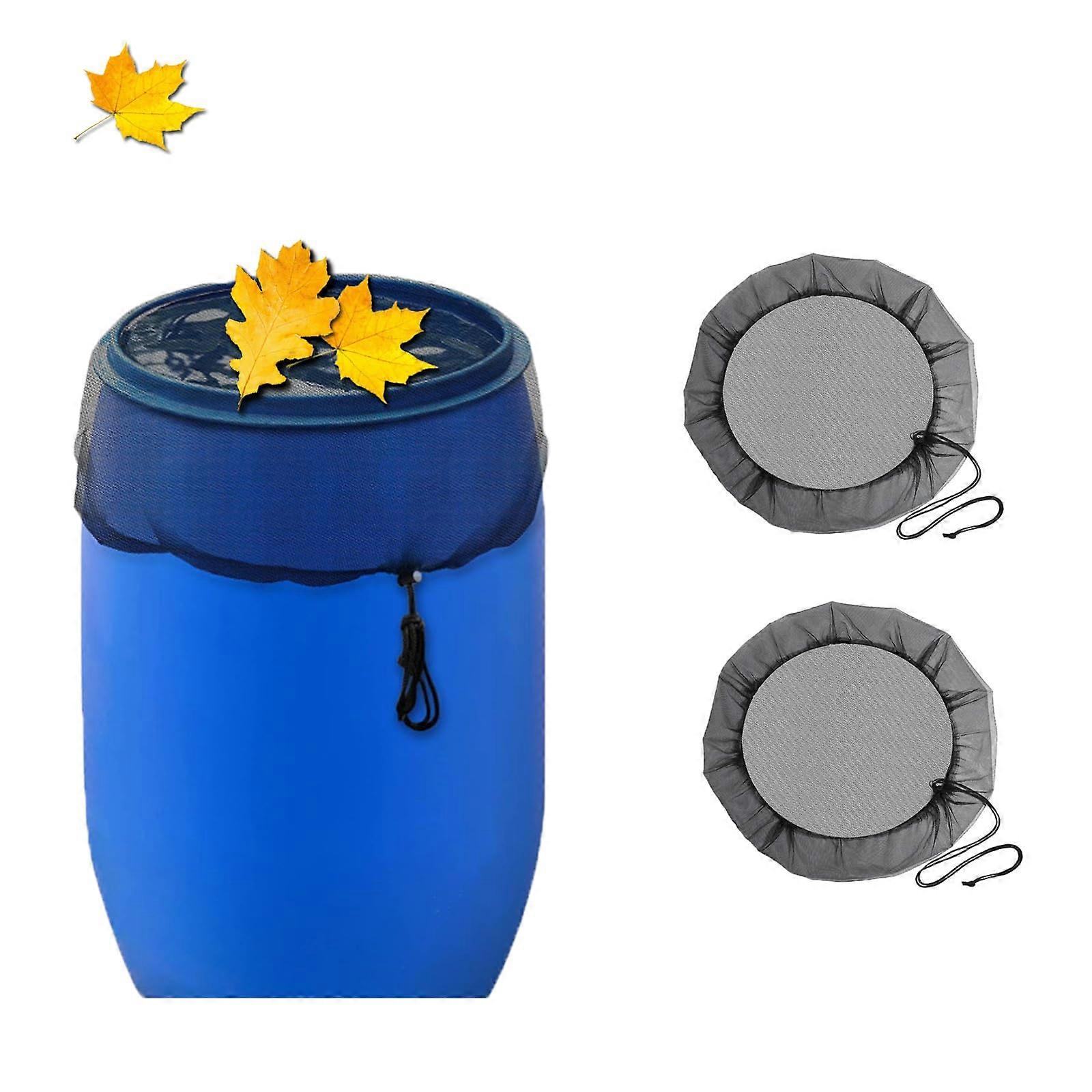 Rain Butt Net Two-Piece Set, Lid Rain Butt With Elastic Band, Adjustable Cover For Outdoor Water Buckets, Black