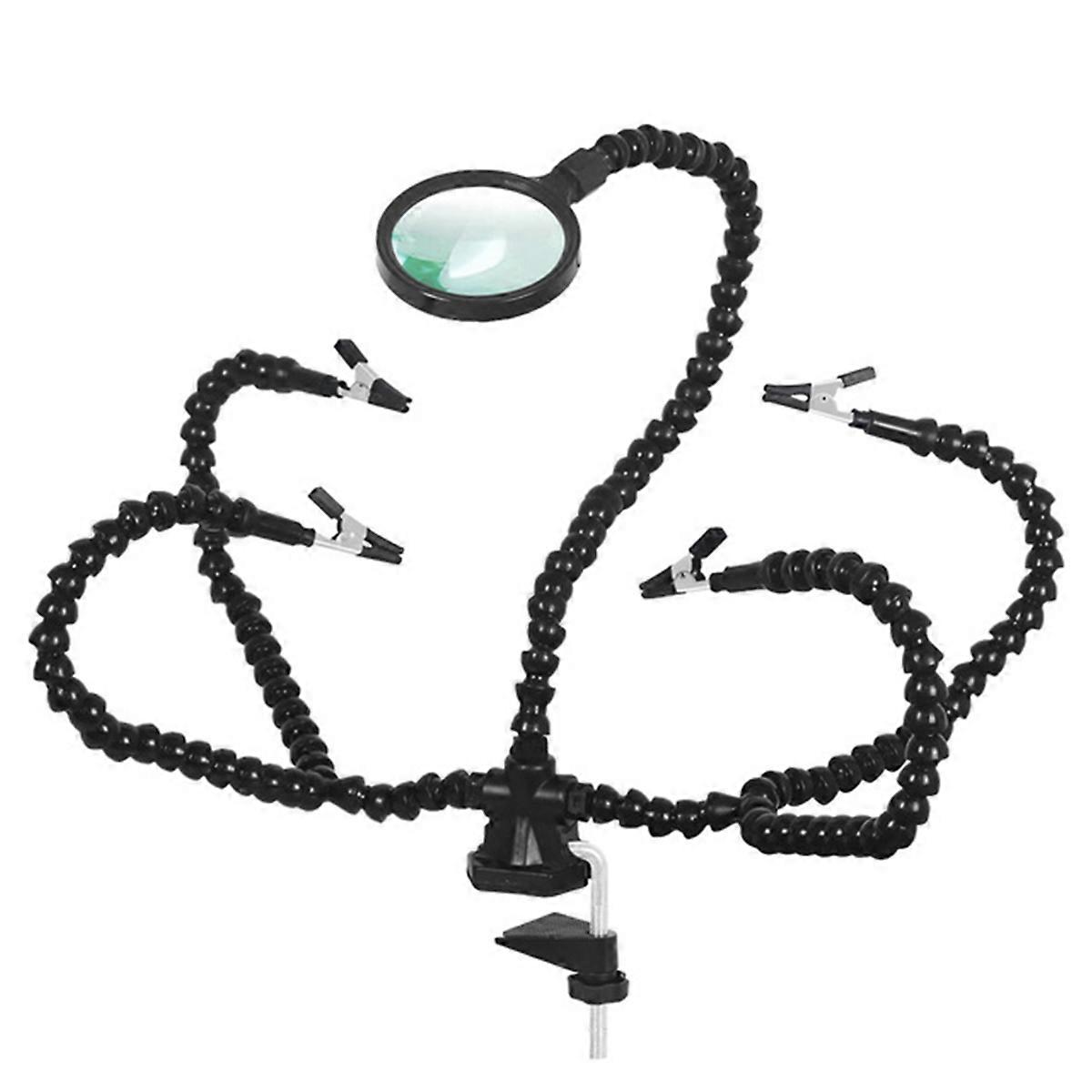 Soldering Third Hand Tool Helping Hands USB Rechargeable Flashlight 3X Magnifier Soldering Station