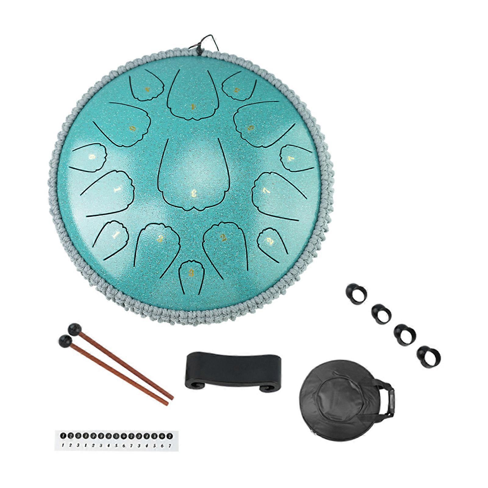 Steel Tongue Drum 13 Inch 15 Notes D Key Percussion Instrument Portable Balmy Drum with Drum Mallets for Meditation Yoga Handpan Drum