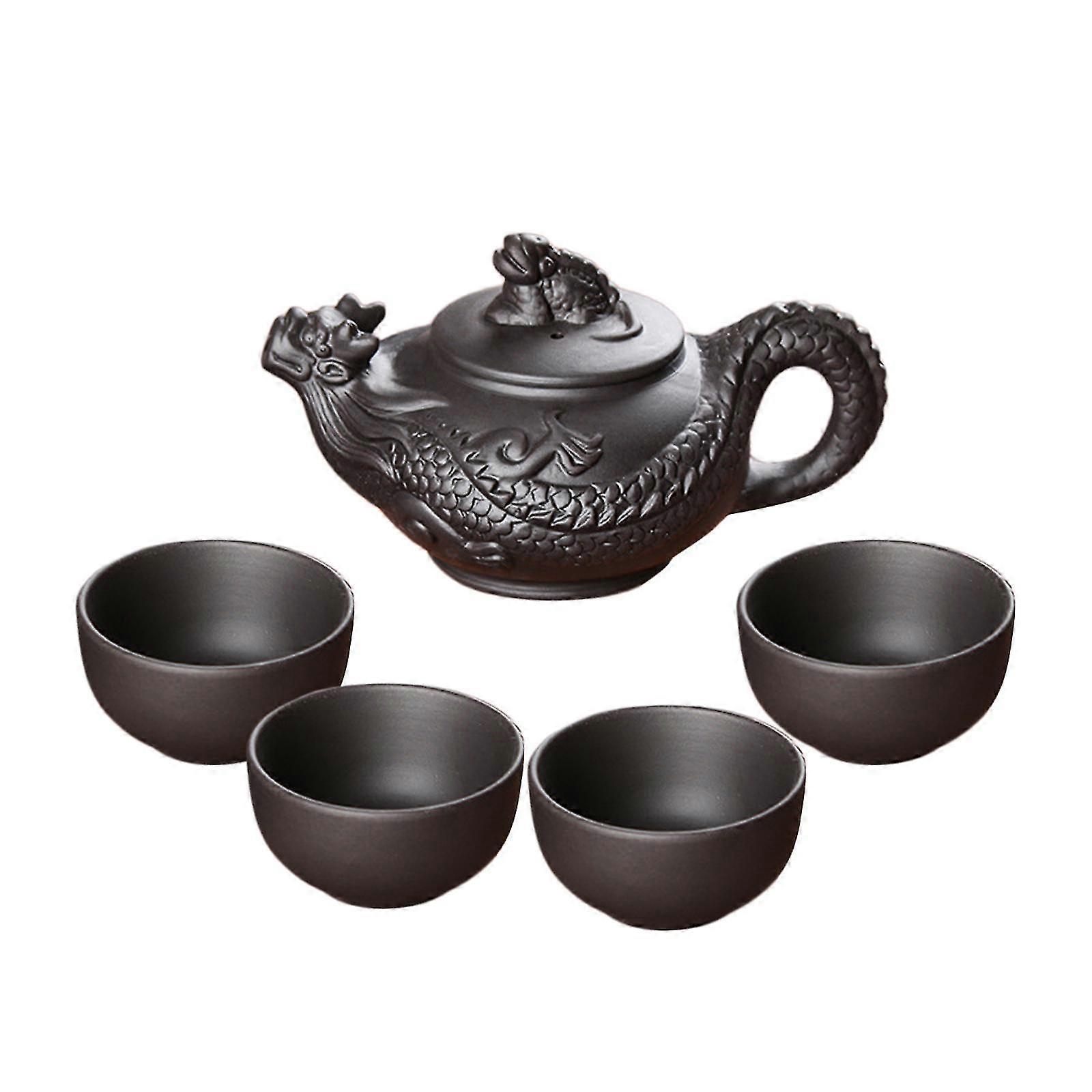 Handmade Traditional Chinese Tea Set with Teapot and Cups for Home Tea Ceremony, Ideal Teaware for Outdoor Teahouse or Hotel Use