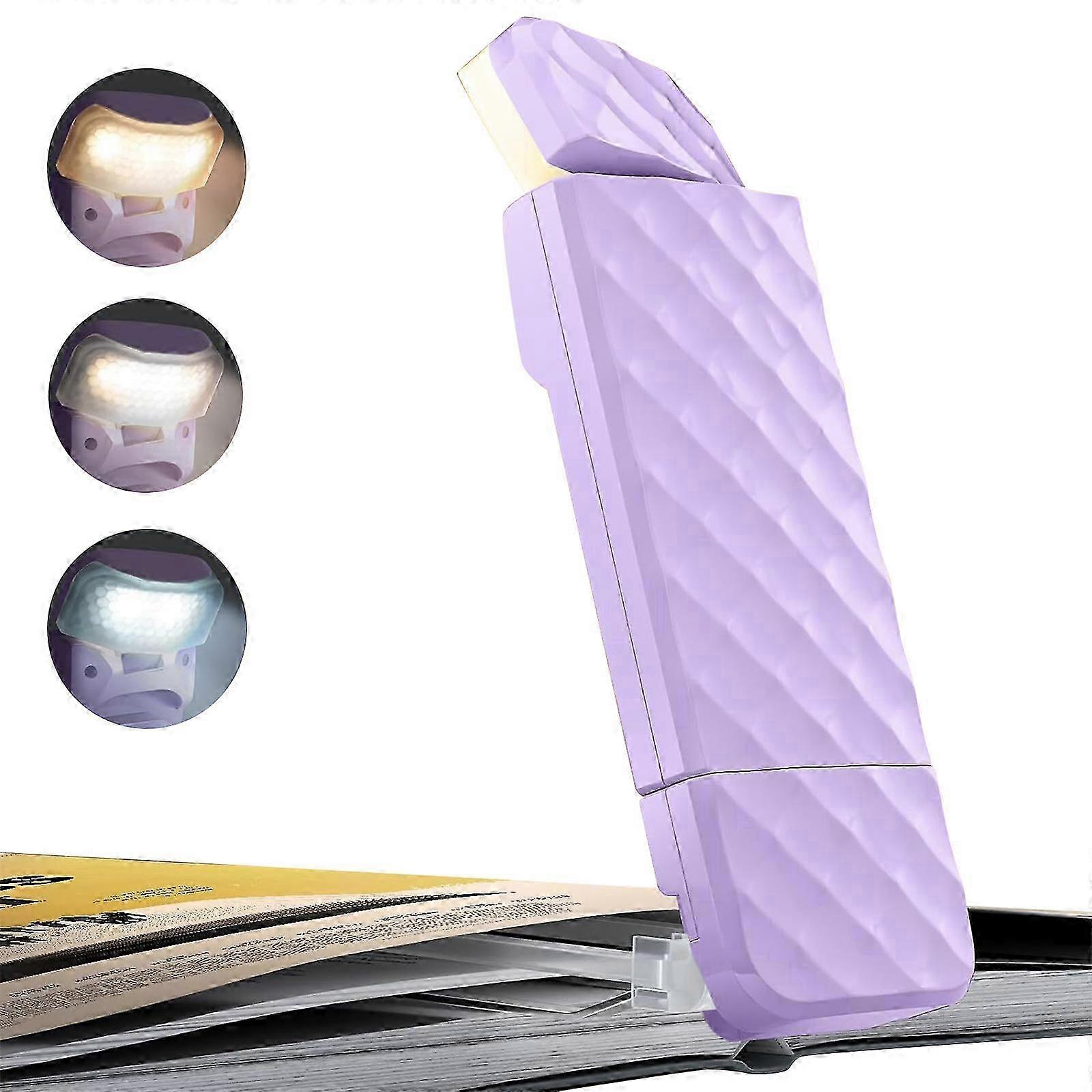 USB Rechargeable Book Light for Reading in Bed, Clip-on LED Light - Purple