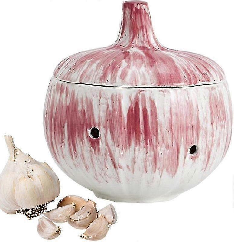Ceramic Garlic Holder with Lid for Ginger & Garlic Storage