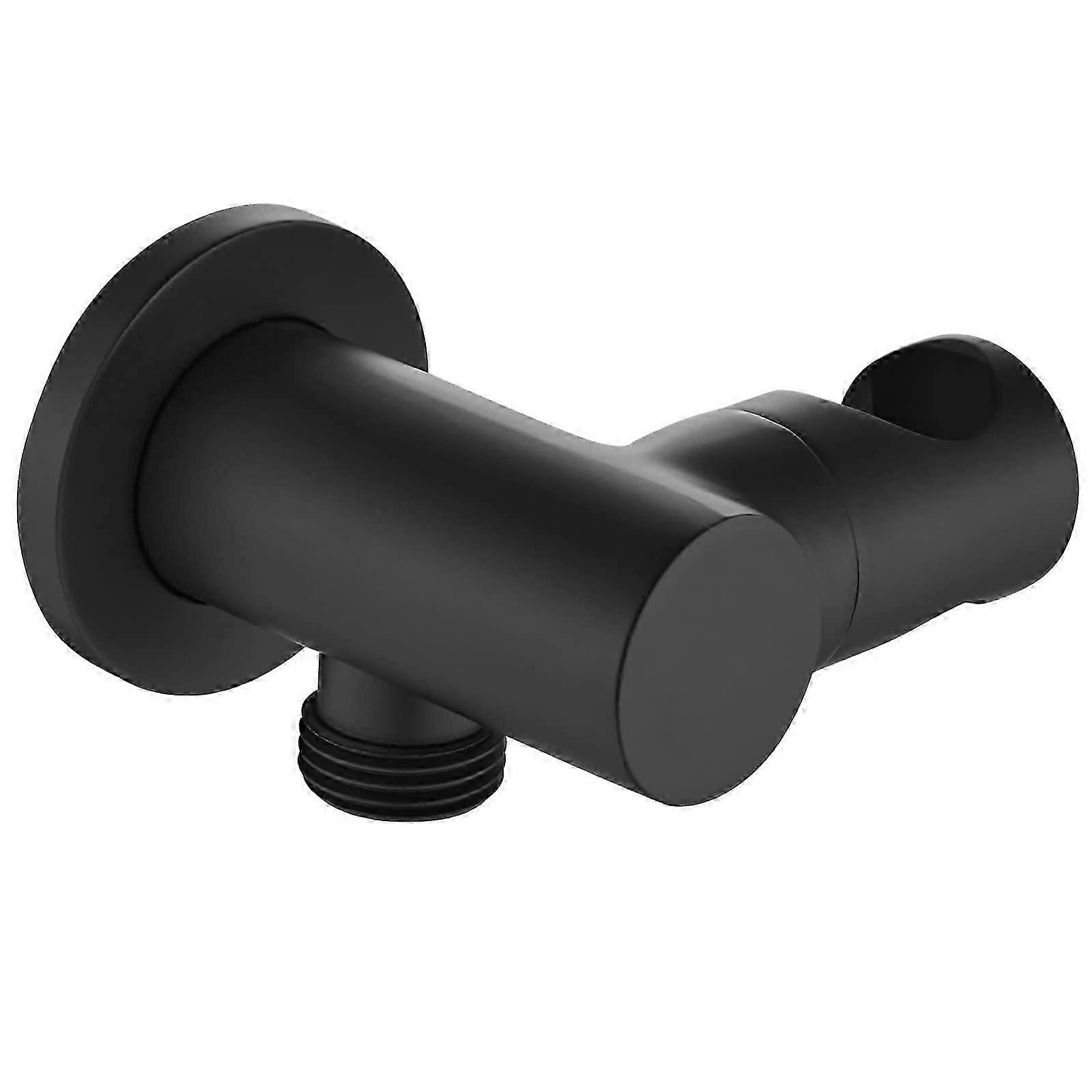Matte Black L-Shaped Hand Shower Holder with Shower Hose and Water Pipe Binding, Wall Mounting Bracket for Various Shower Brands