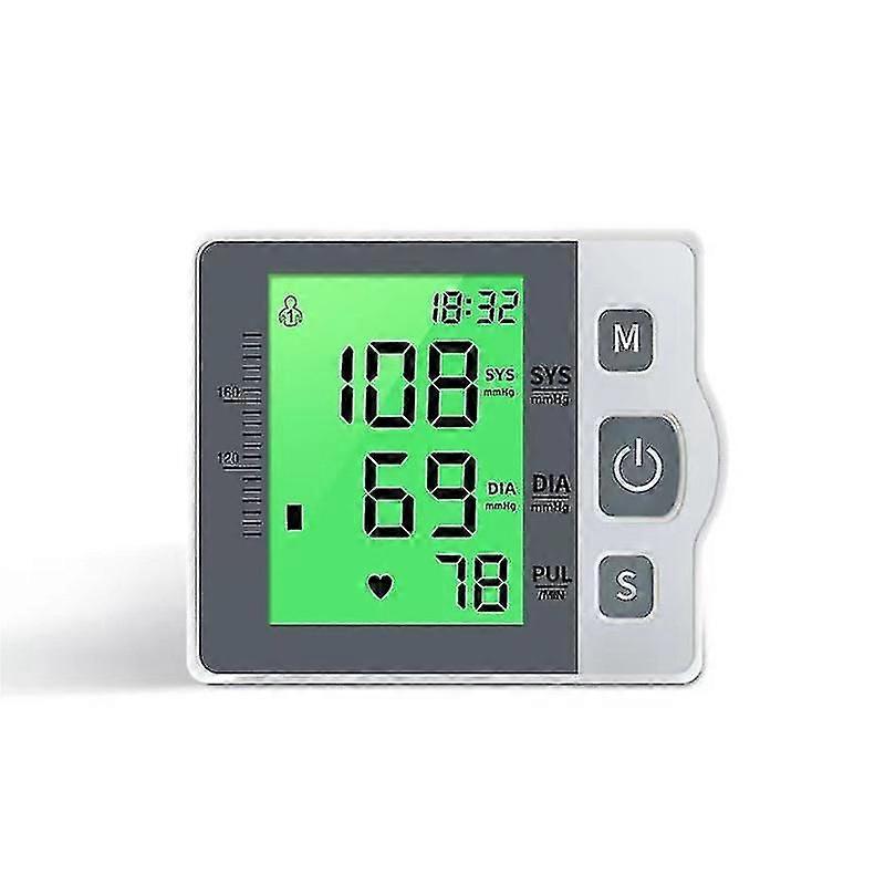 Rechargeable Wrist Blood Pressure Monitor with Large Cuff, Voice Broadcast & Irregular Detection for Home Use
