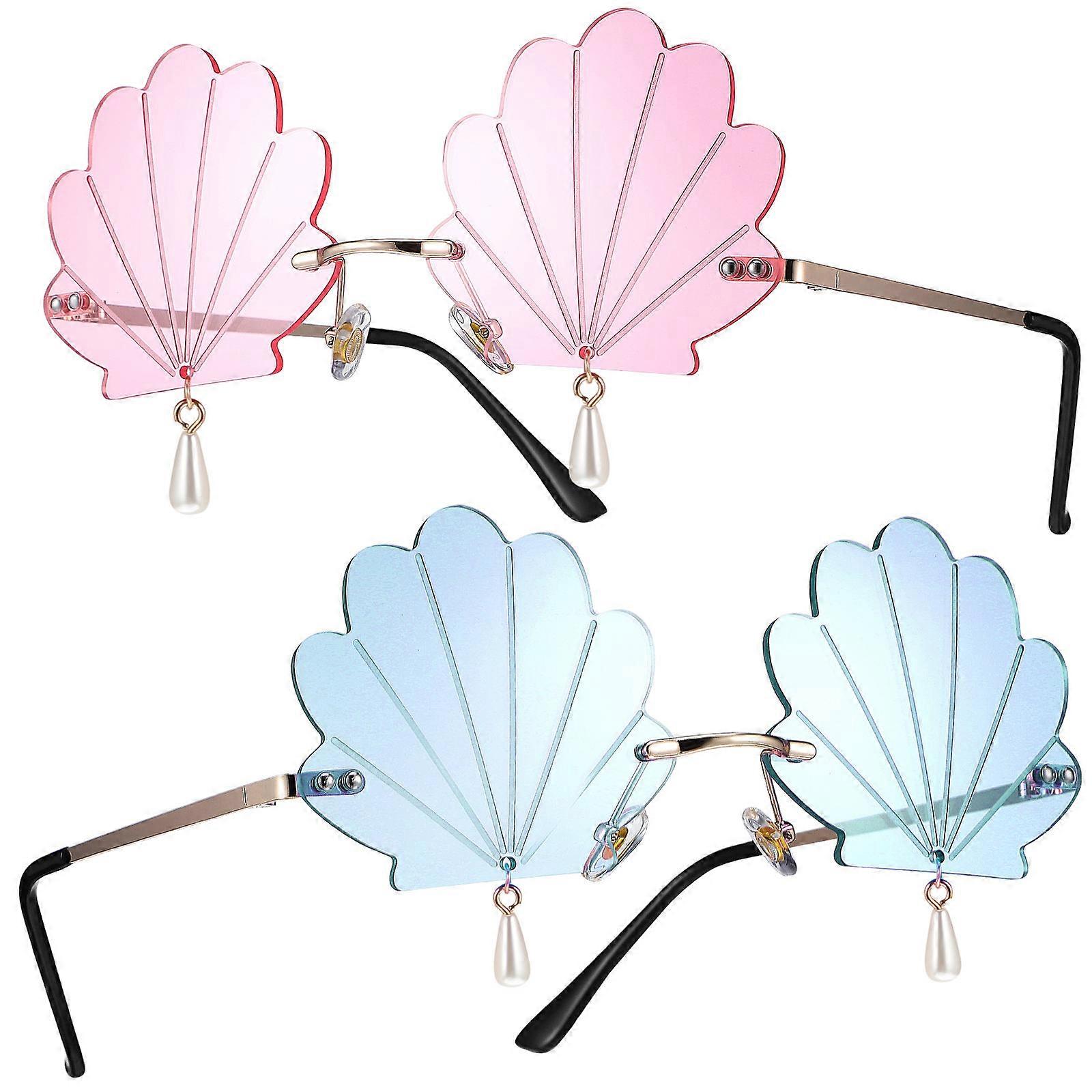 Seashell Sunglasses for Women – Lightweight Fancy Disco Glasses with Unique Pendant Design, Stylish Party Accessory for Rave Events and Festivals