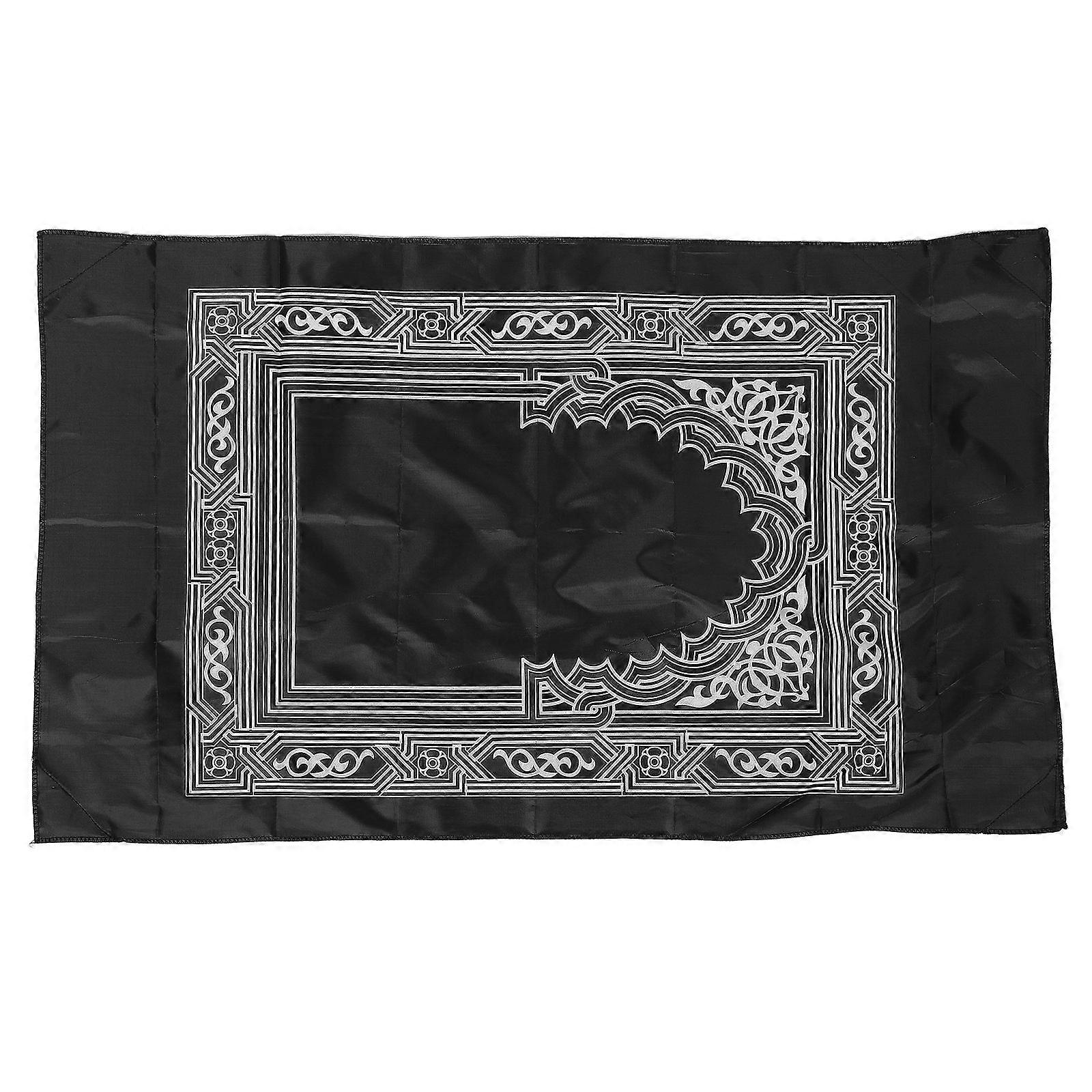 Muslims Prayer Rugs Portable Traditional Look Rectangular Black Polyester Waterproof 1Set