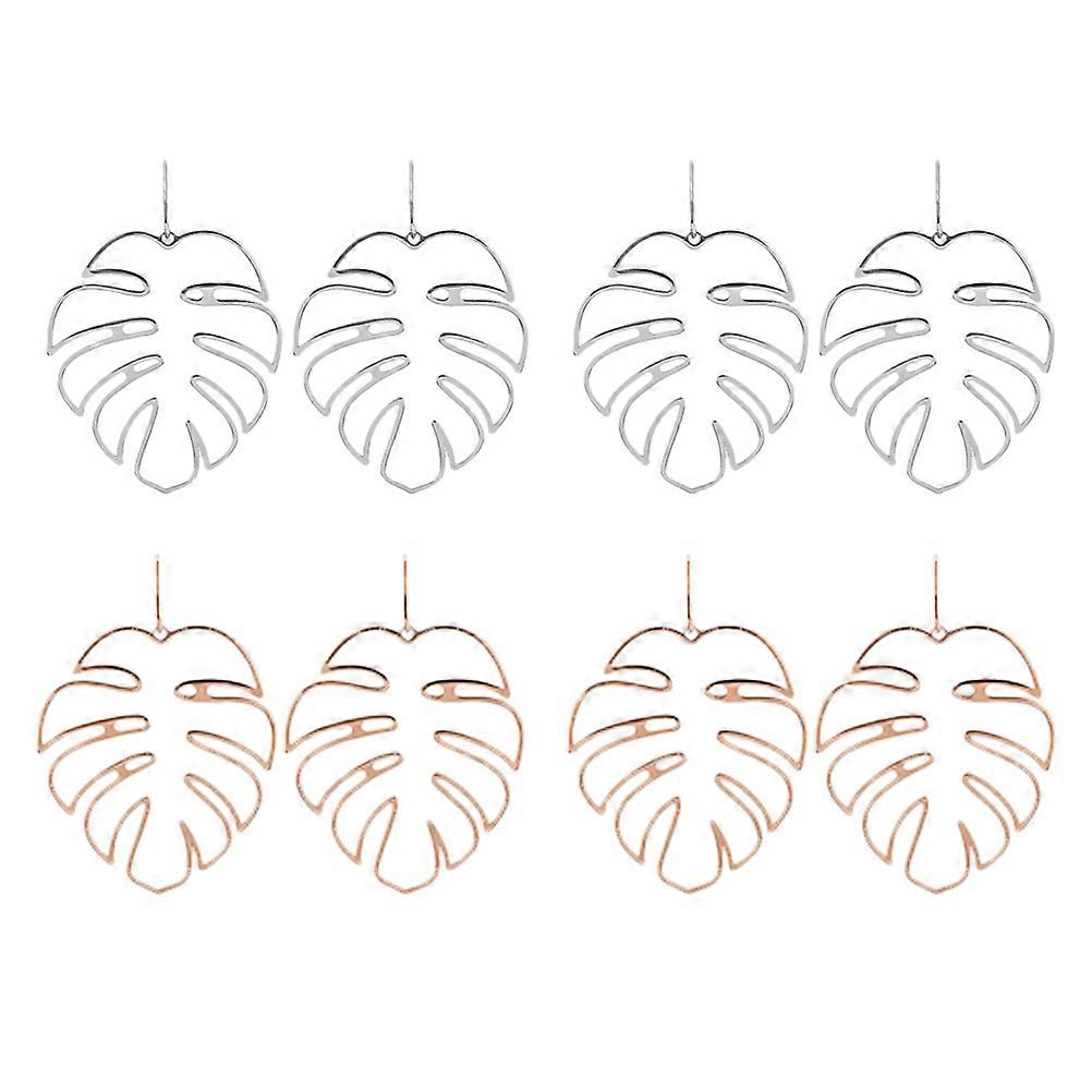 Dangle Drop Earrings Acrylic Alloy Leaf Shape Any Occasion Stylish Unique Design 4 Pairs