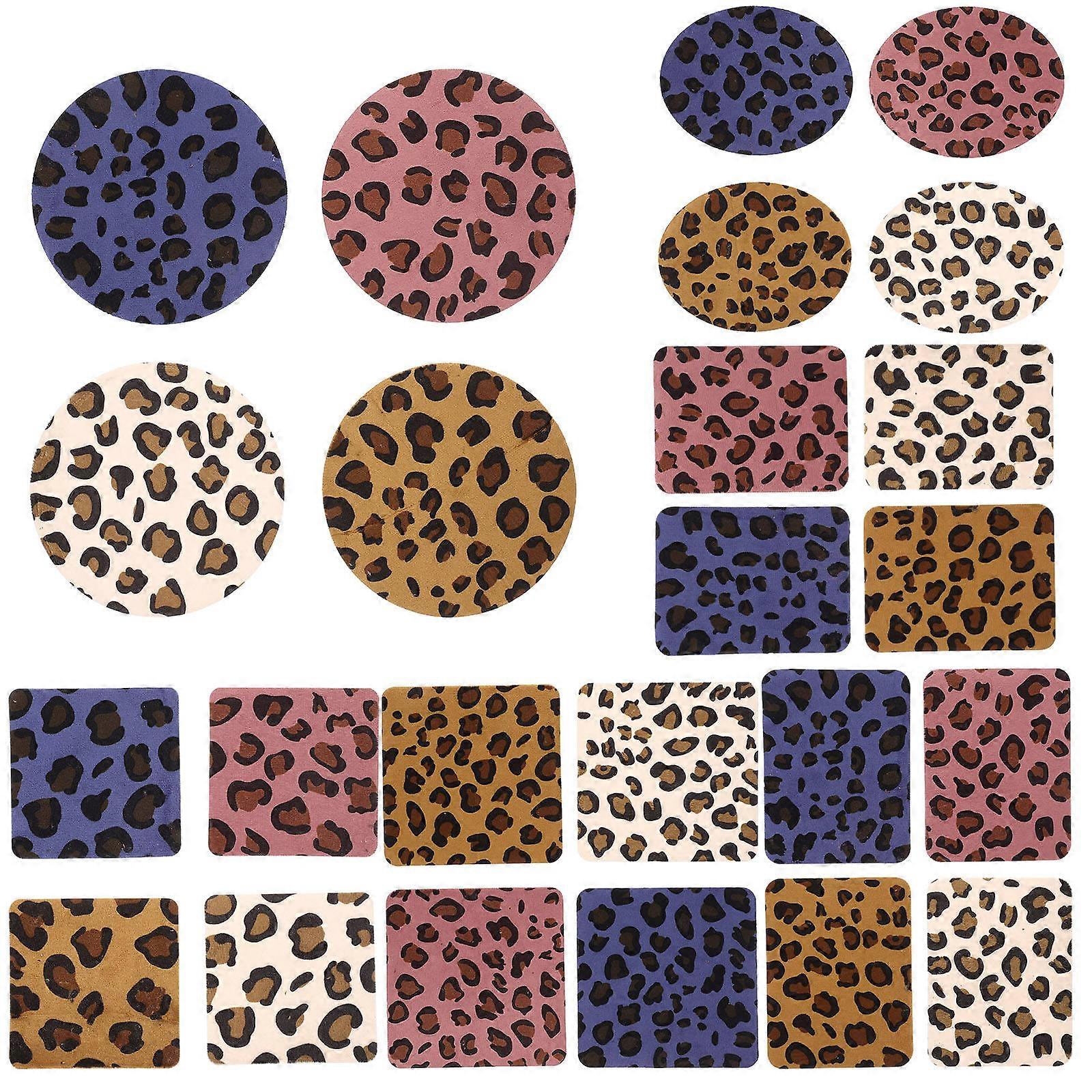 24pcs Leopard Print Iron On Patches for Clothes, Hats, Coats Stylish Embroidery Patches for Jackets, Bags, Backpacks Reusable Fabric Mending