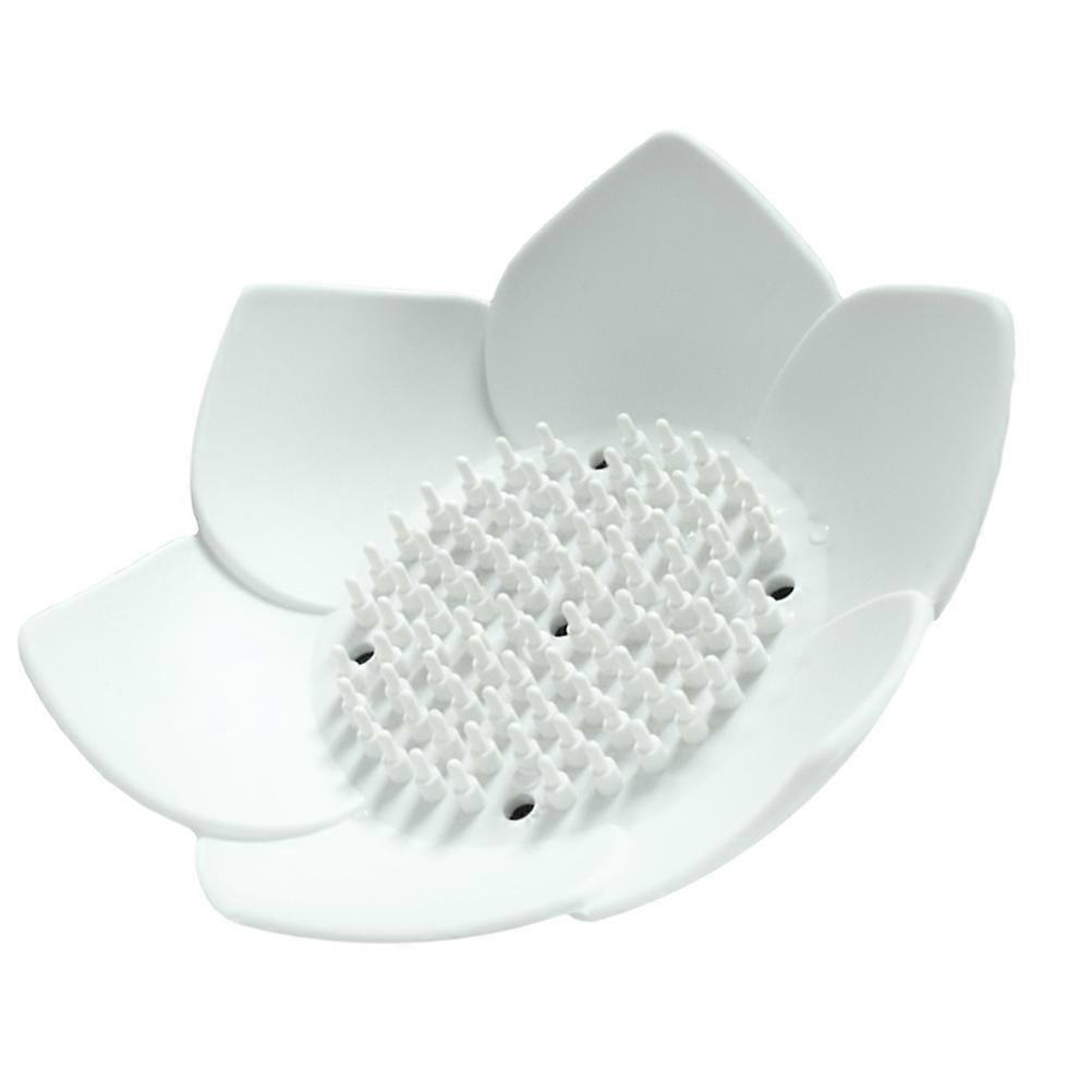 Bath Soap Storage Handmade Flower Soap Dish Draining White 12.5x12.5x3.6cm 1Pcs