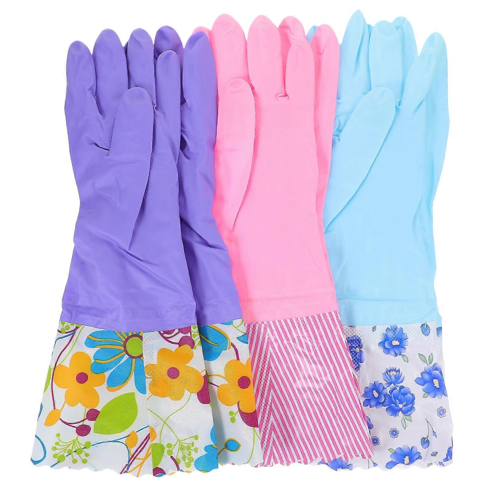 Here's a well structured product description for your **3 Pairs Thickened Dishwashing Gloves With Long Cuff**:
### 🧤 3 Pairs Thickened