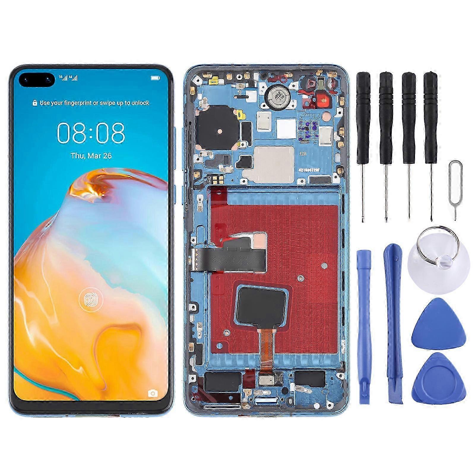 (Blue) Compatible Oled Lcd Screen For Huawei P40 Digitizer Full Assembly With Frame