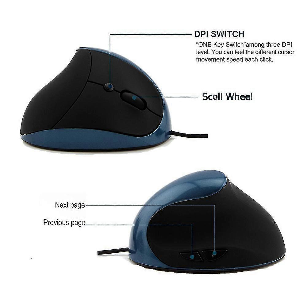 Adjustable Dpi Wired Vertical Mouse Portable Ergonomic Mice Home Small