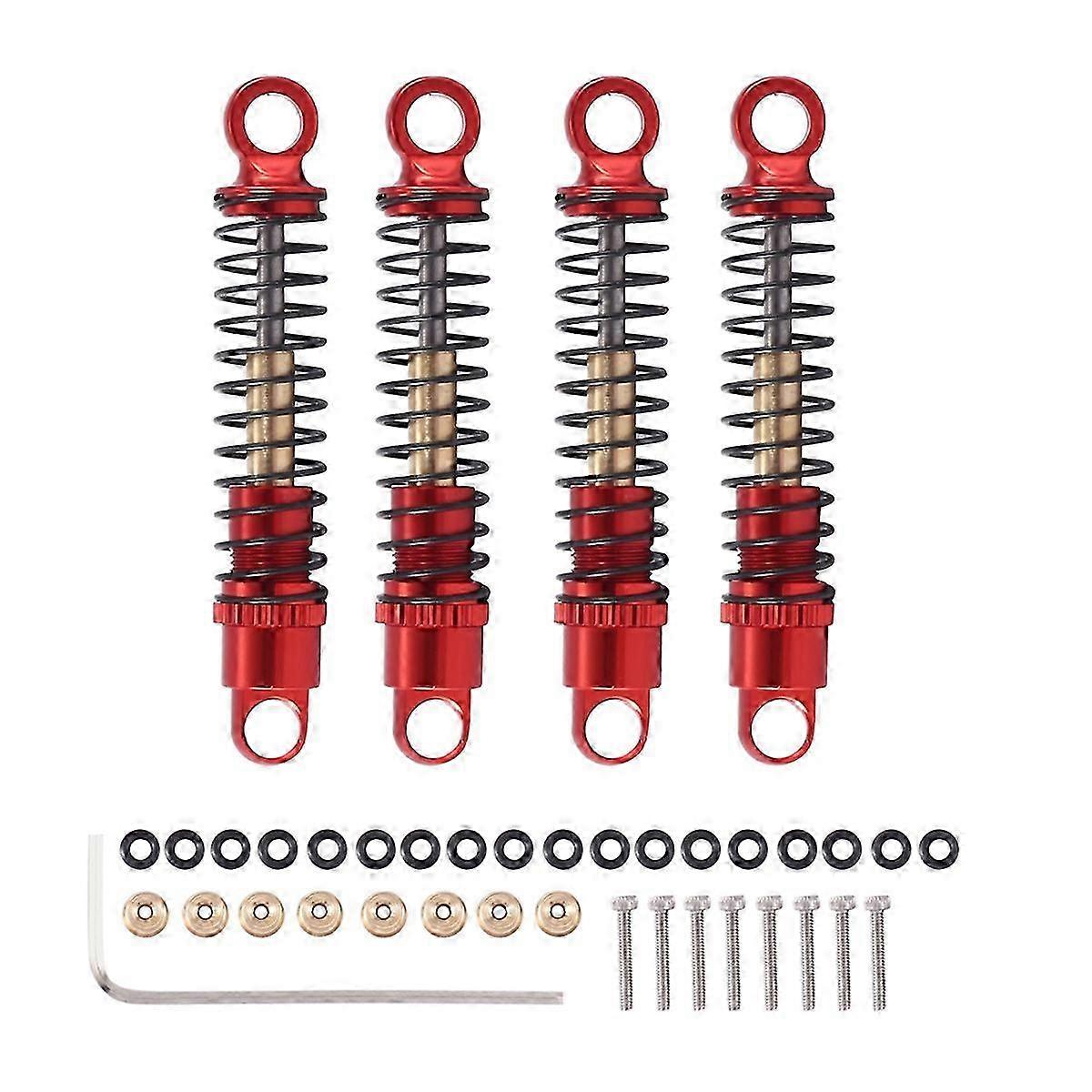 アキシャルSCX24 C10 JLU 1/24 RCクローラーカーアップグレード用4個40mmメタルオイルダンパー、RedRed SZRH AM用