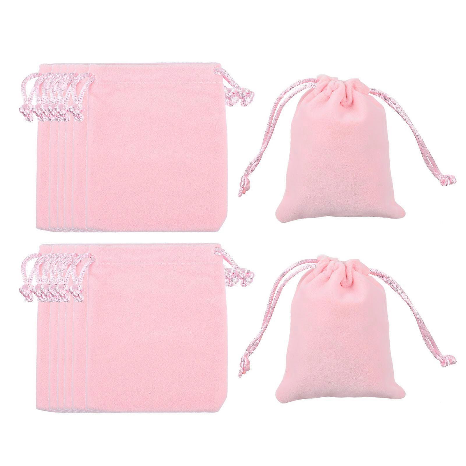 Jewelry Pouches Durable Watch Storage Bags Travel Pink Rectangular Simple Design 25Set