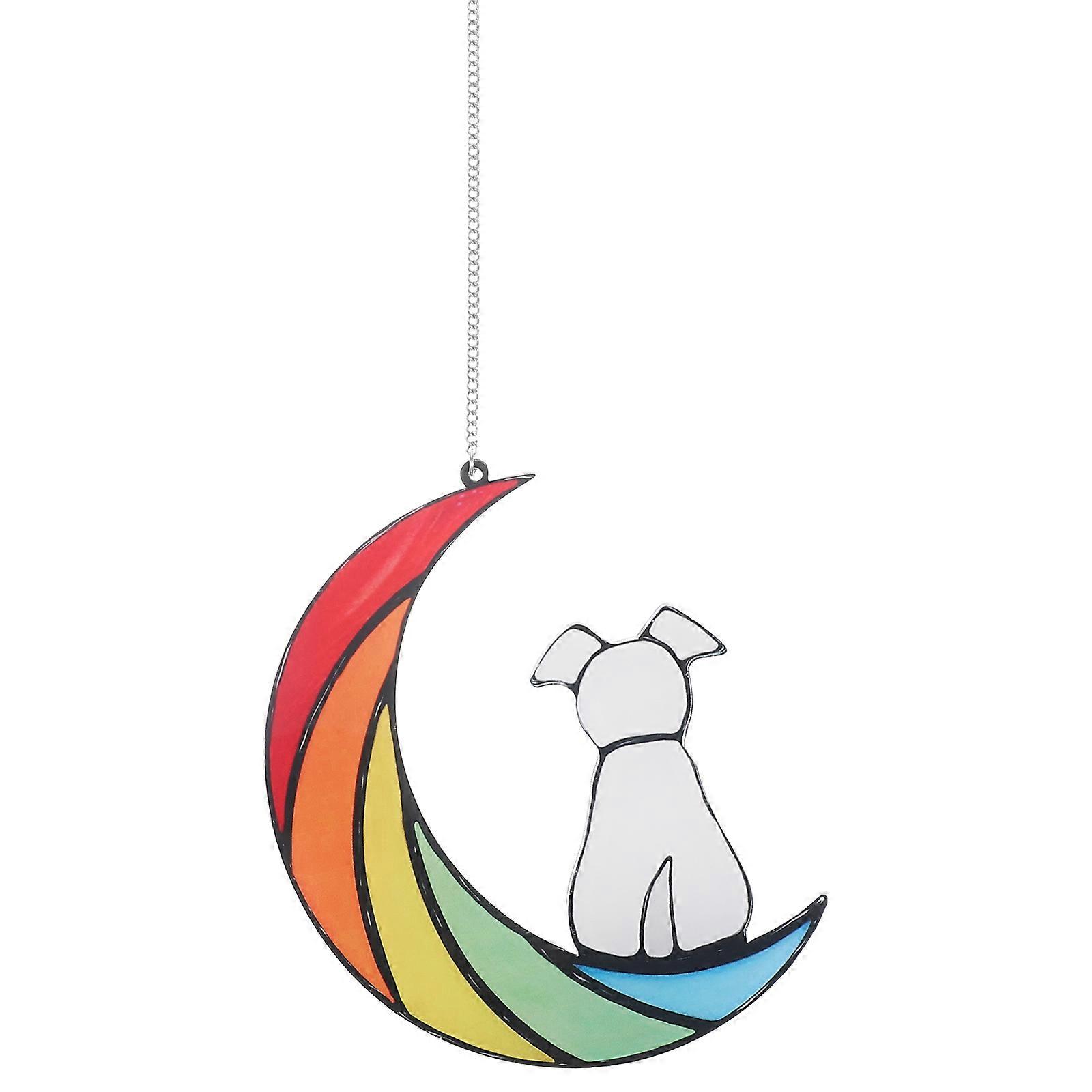 Stained Door Hanging Acrylic Moon Shaped Decor Home Interior Multi-Colored 1Set