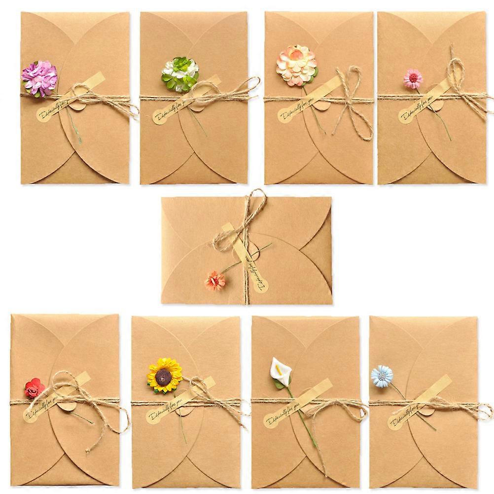 Flower Message Cards Greeting Dried Flower Retro Literary Small Fresh Kraft Paper Manual 18Pack Anniversary