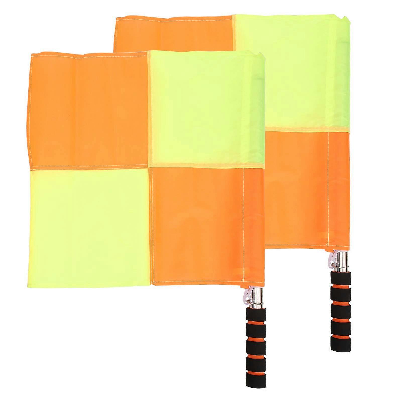 Referee flags, 2 pieces, referee flags, linesman hand flags, stainless steel flagpole, linesman flag, football referee flags with storage bag