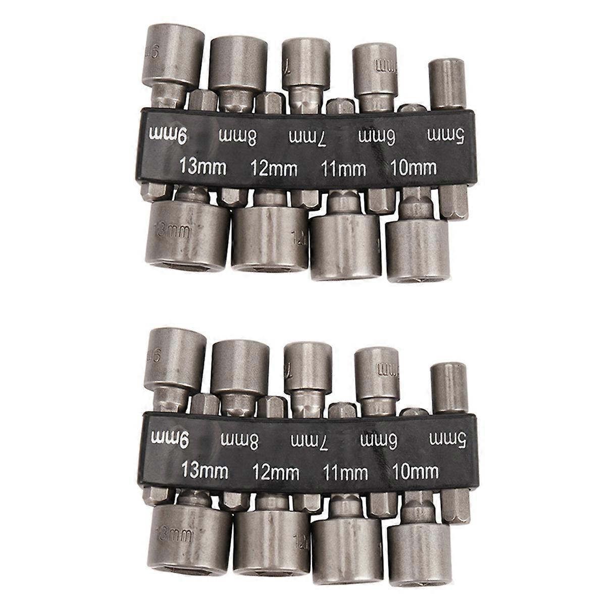 9pcs/set 5mm-13mm 1/4inch DIY Hex Shank Socket Nut Driver Bit Set