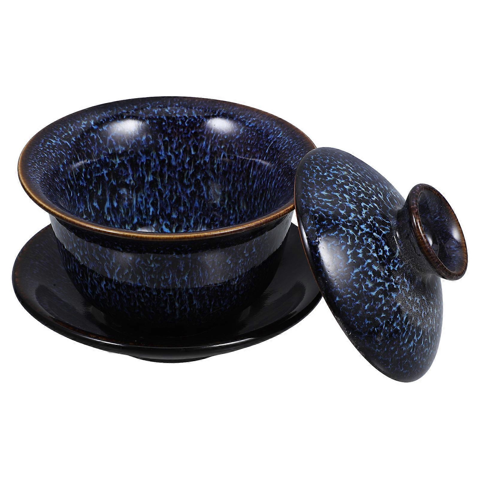 Ceramic Gongfu Teacup Set with Lid – Decorative Porcelain Tea Mug with Pattern for Home, Teahouse Use and Gifting